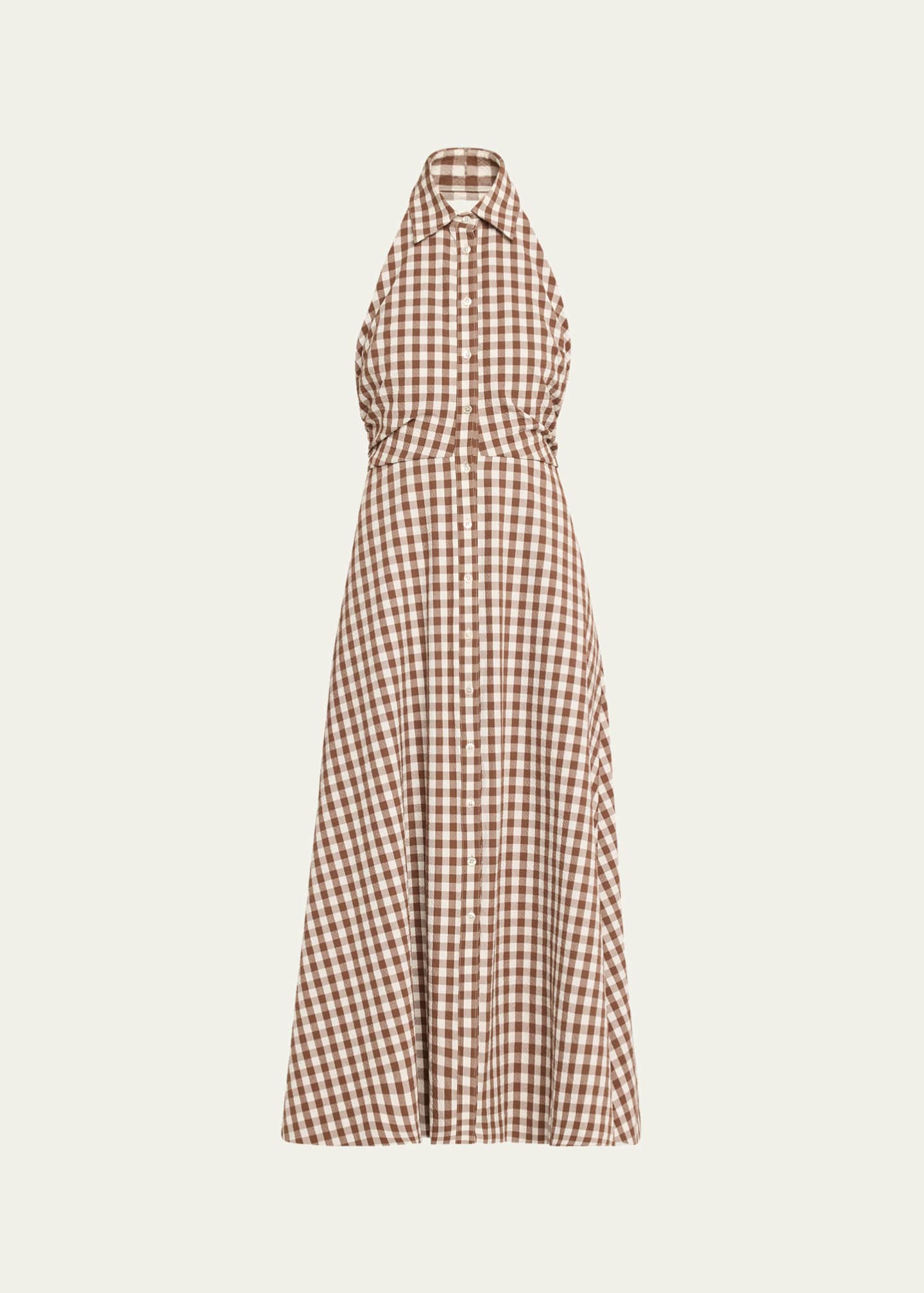 Veronica Beard Mackey Button-Front Gingham Midi Dress Image 1 of 5