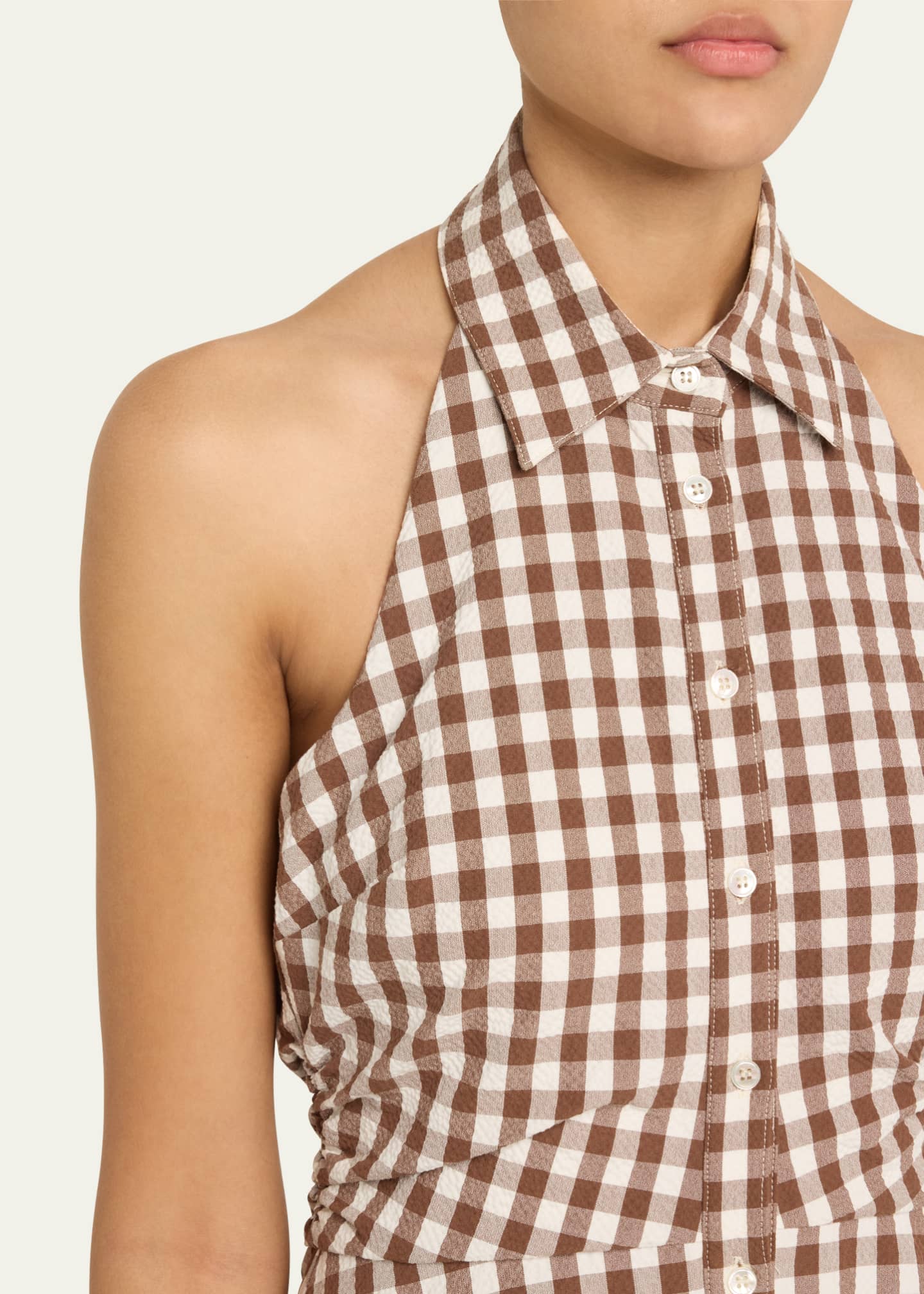Veronica Beard Mackey Button-Front Gingham Midi Dress Image 5 of 5