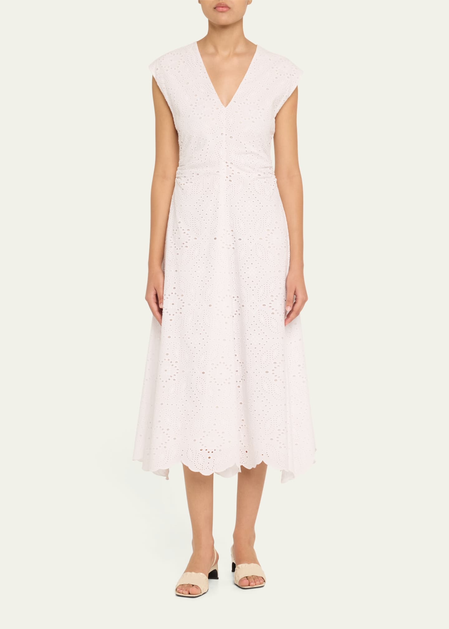 Veronica Beard Aven Eyelet A-Line Midi Dress Image 2 of 5