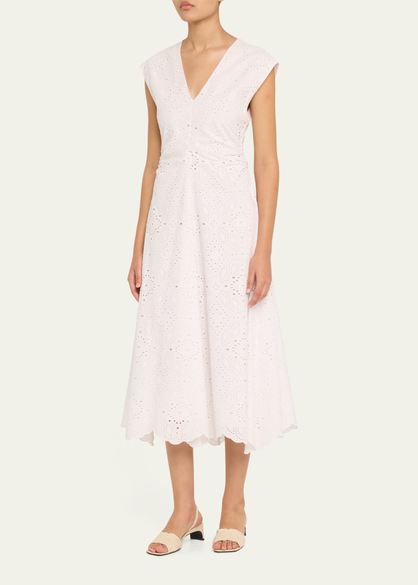 Veronica Beard Aven Eyelet A-Line Midi Dress Image 4 of 5