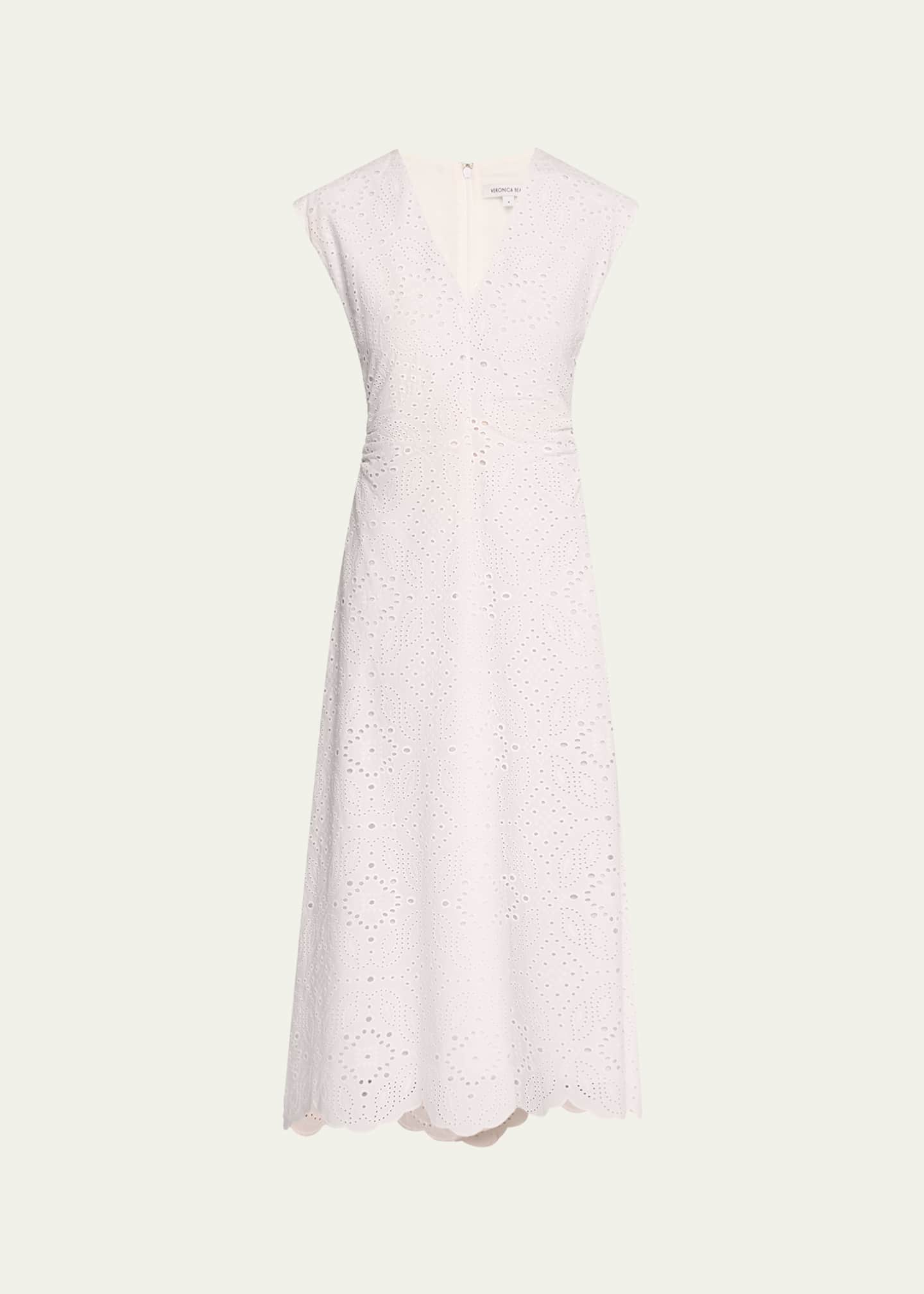 Veronica Beard Aven Eyelet A-Line Midi Dress Image 1 of 5