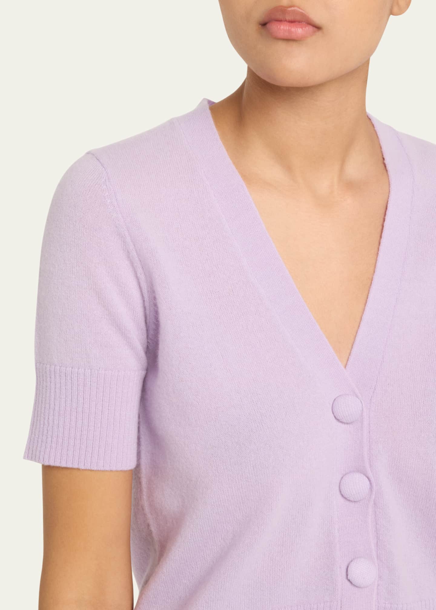 Veronica Beard Solene Short-Sleeve Cashmere Cardigan Image 5 of 5