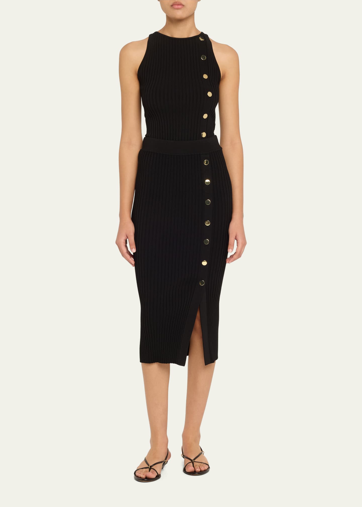 Veronica Beard Tanner Buttoned Rib Midi Skirt Image 2 of 5