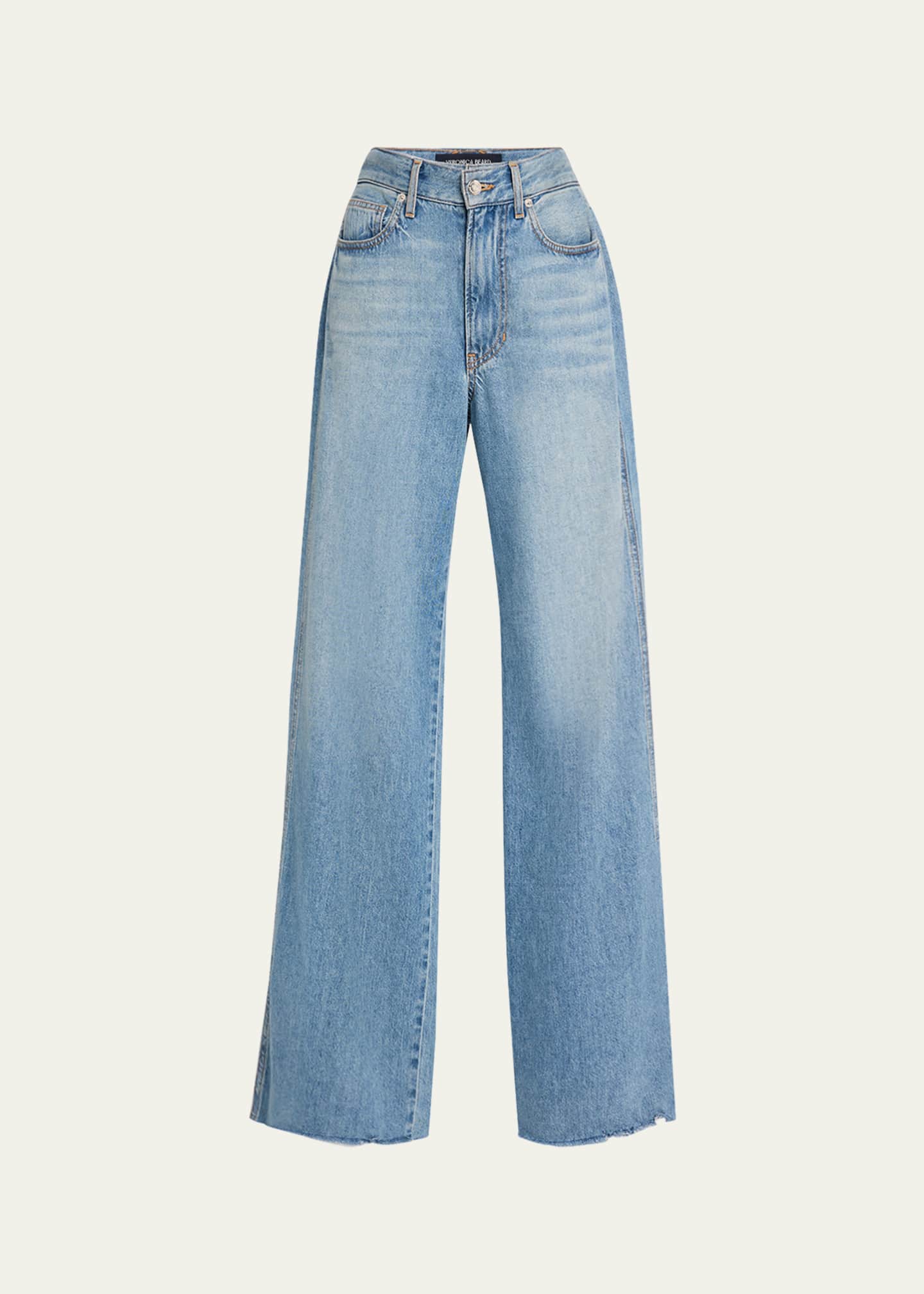 Veronica Beard Kasey Mid-Rise Wide-Leg Jeans Image 1 of 5