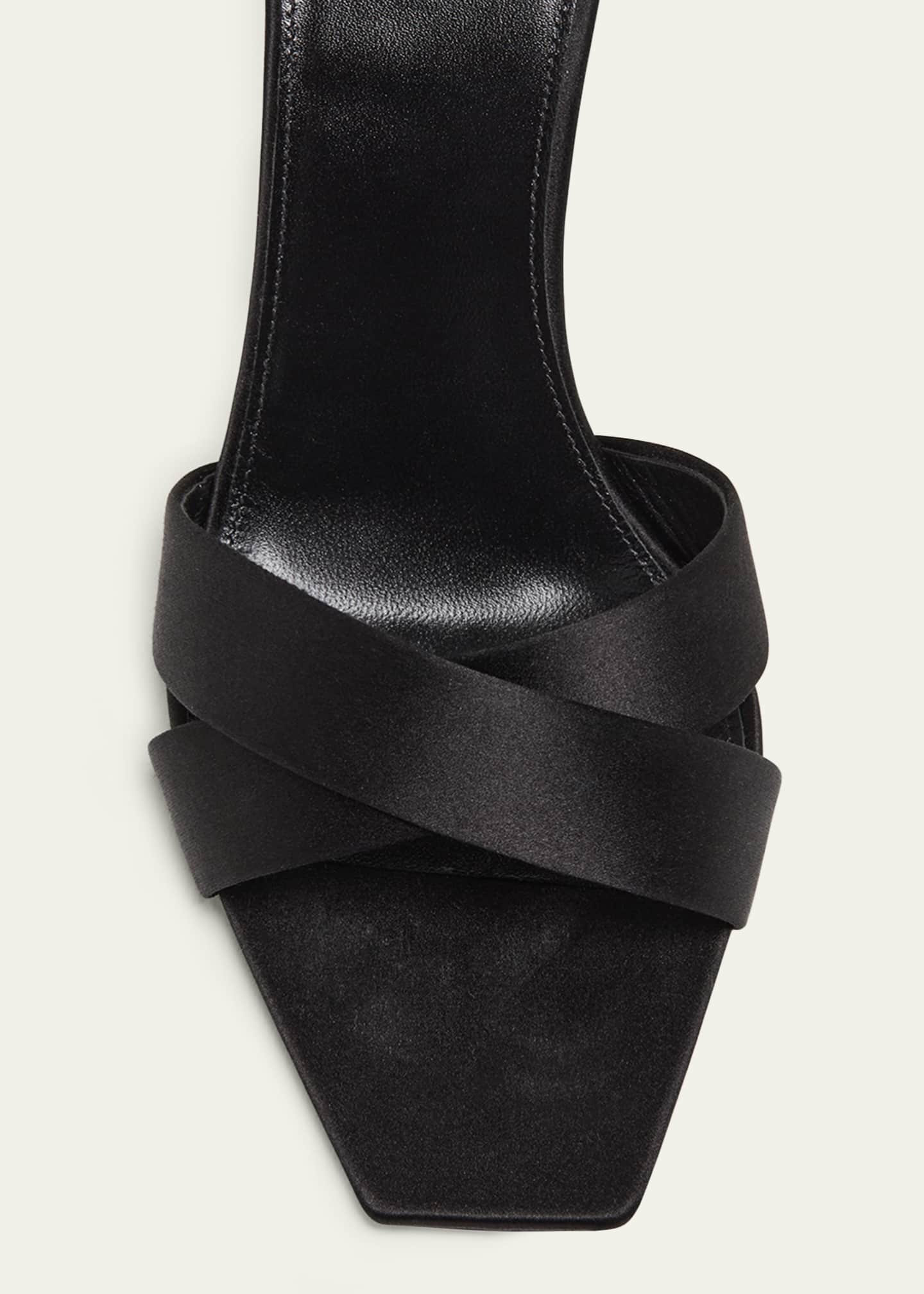 Saint Laurent Opyum YSL Logo-Heel Satin Slide Sandals Image 5 of 6