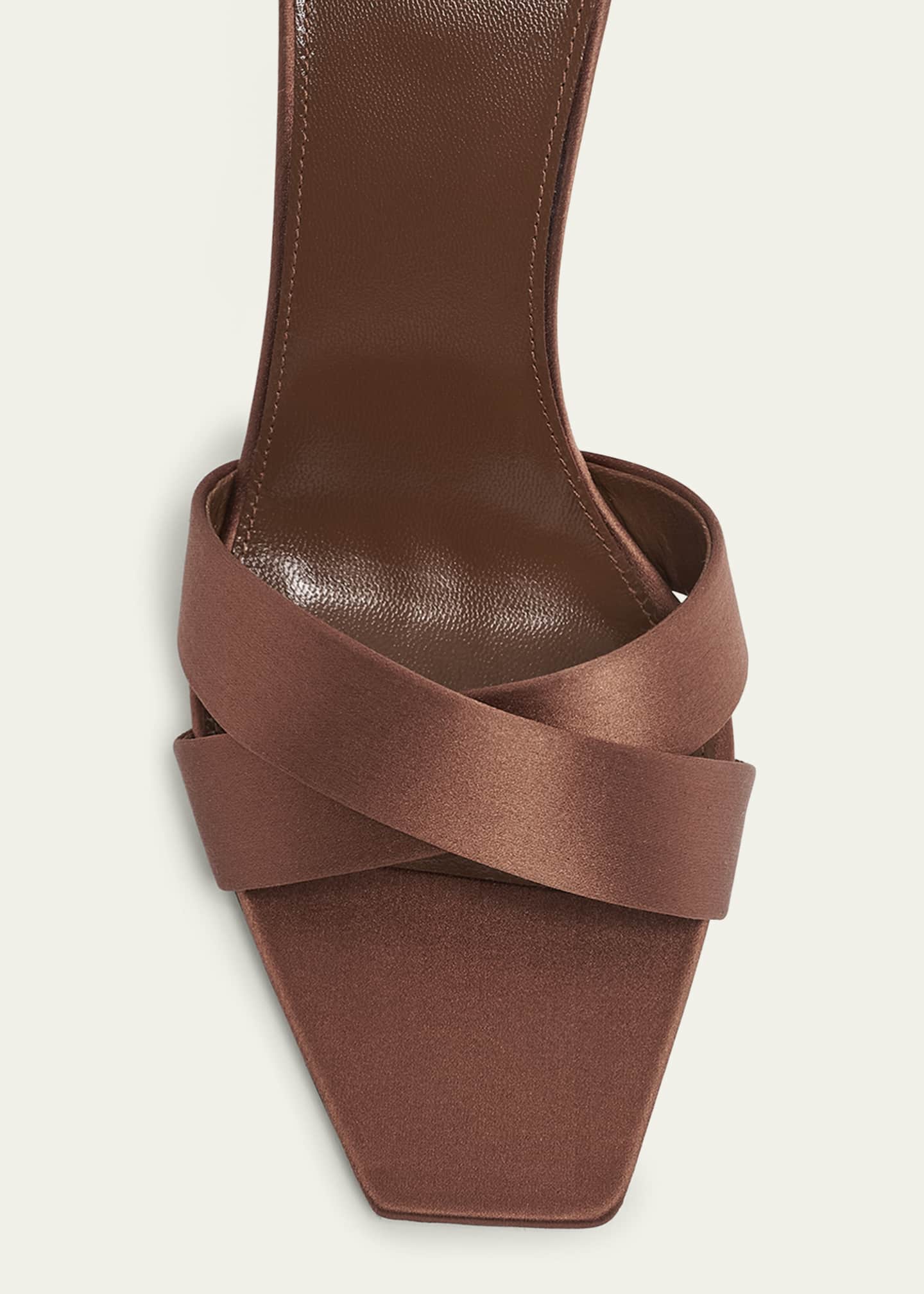 Saint Laurent Opyum YSL Logo-Heel Satin Slide Sandals Image 5 of 6