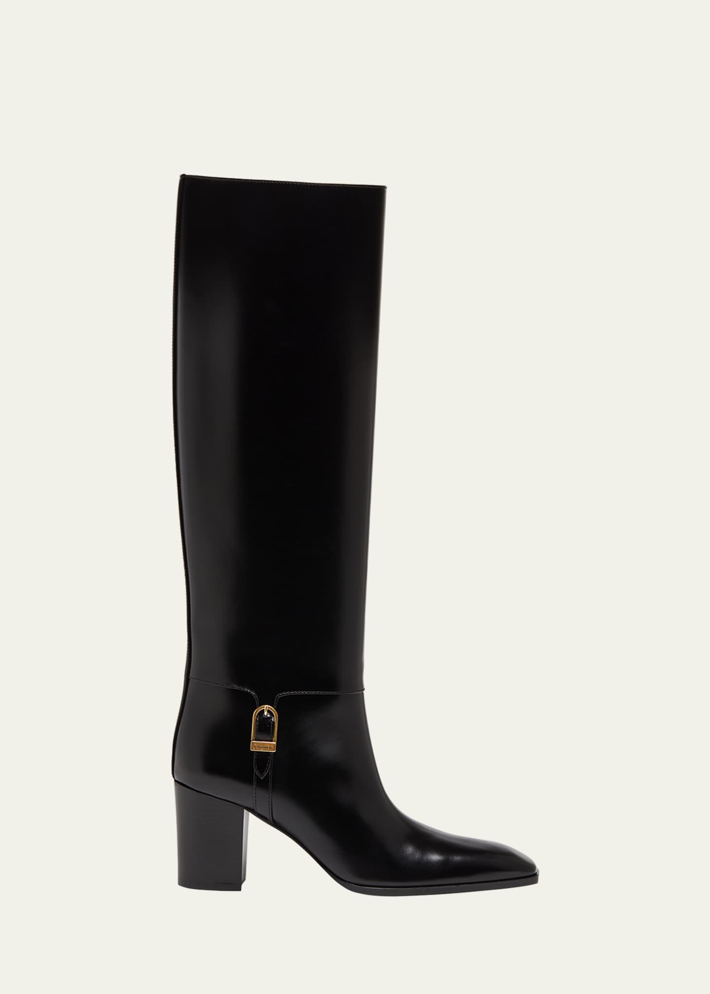 Saint Laurent Julia 75 Knee-High Leather Boots Image 1 of 3