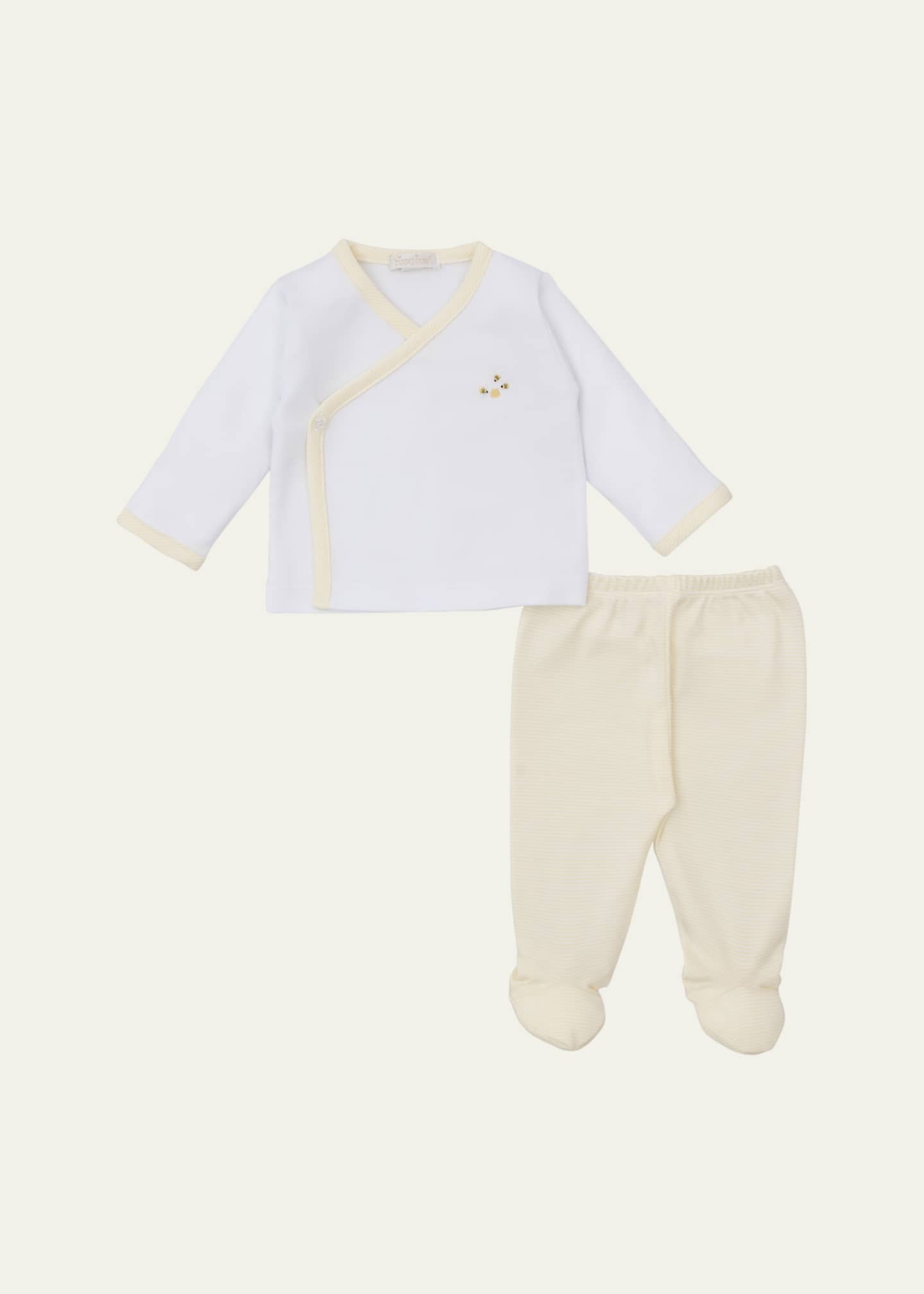 Kissy Kissy Kid's SCE Bee Hive Embroidered Footed Pants Set, Size Newborn-6M Image 2 of 2