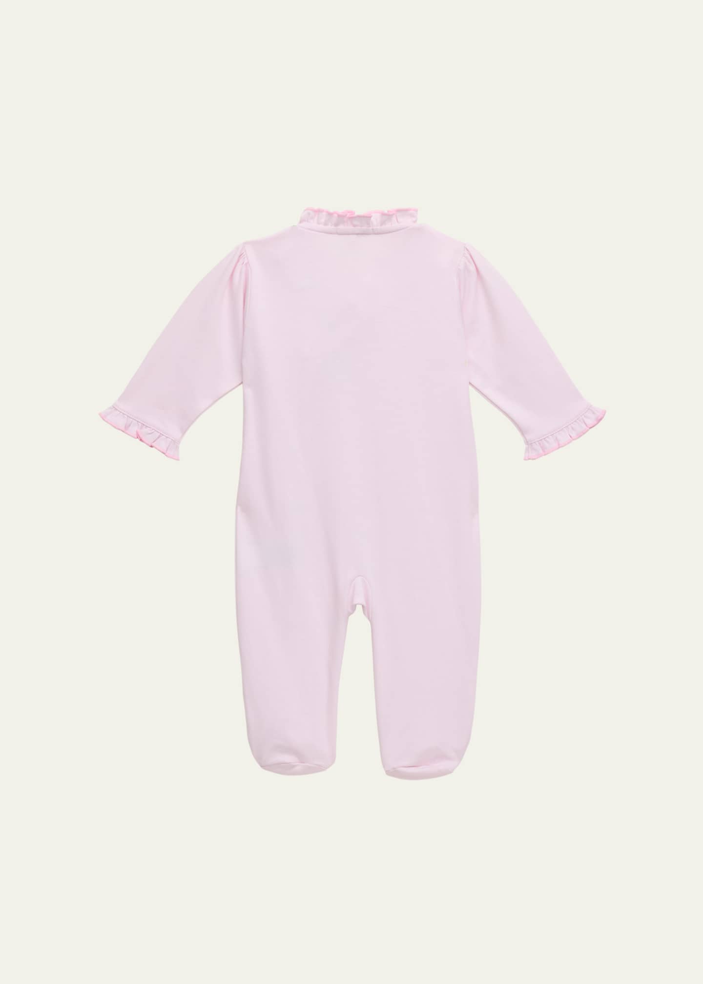 Kissy Kissy Girl's Premier Flowers Hand Embroidered Footie, Size Newborn-9M Image 2 of 3