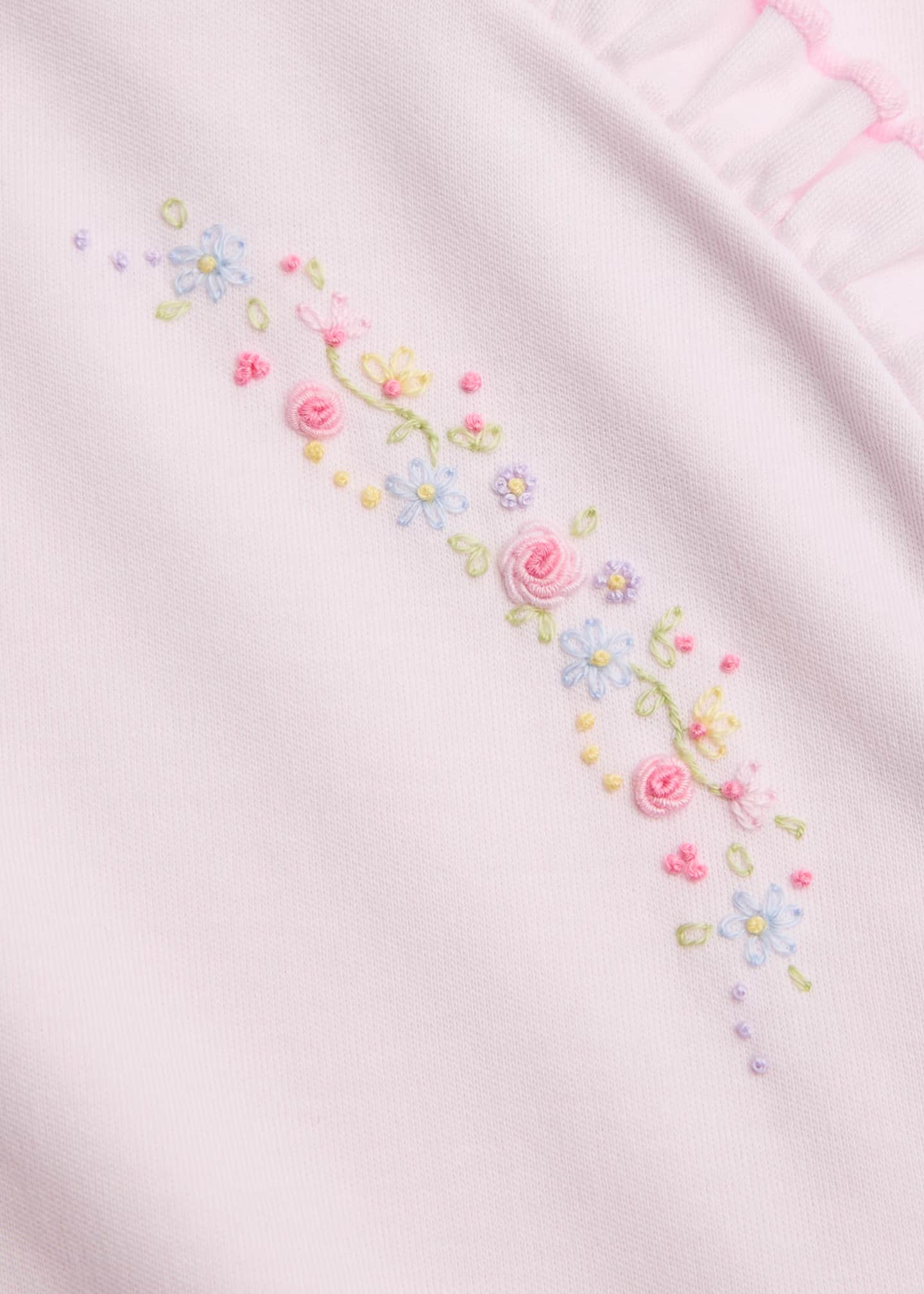 Kissy Kissy Girl's Premier Flowers Hand Embroidered Footie, Size Newborn-9M Image 3 of 3