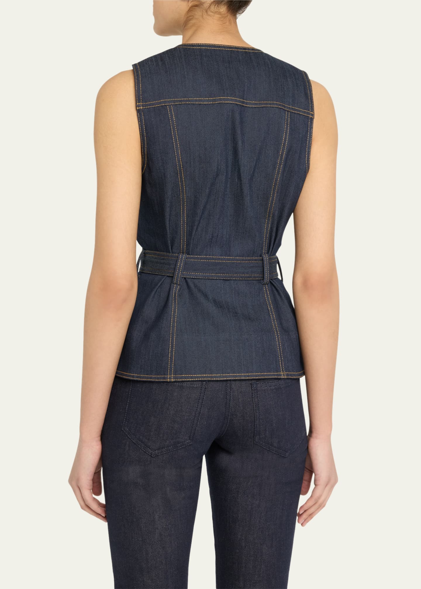 Cinq a Sept Reenee Belted Denim Vest Image 3 of 5