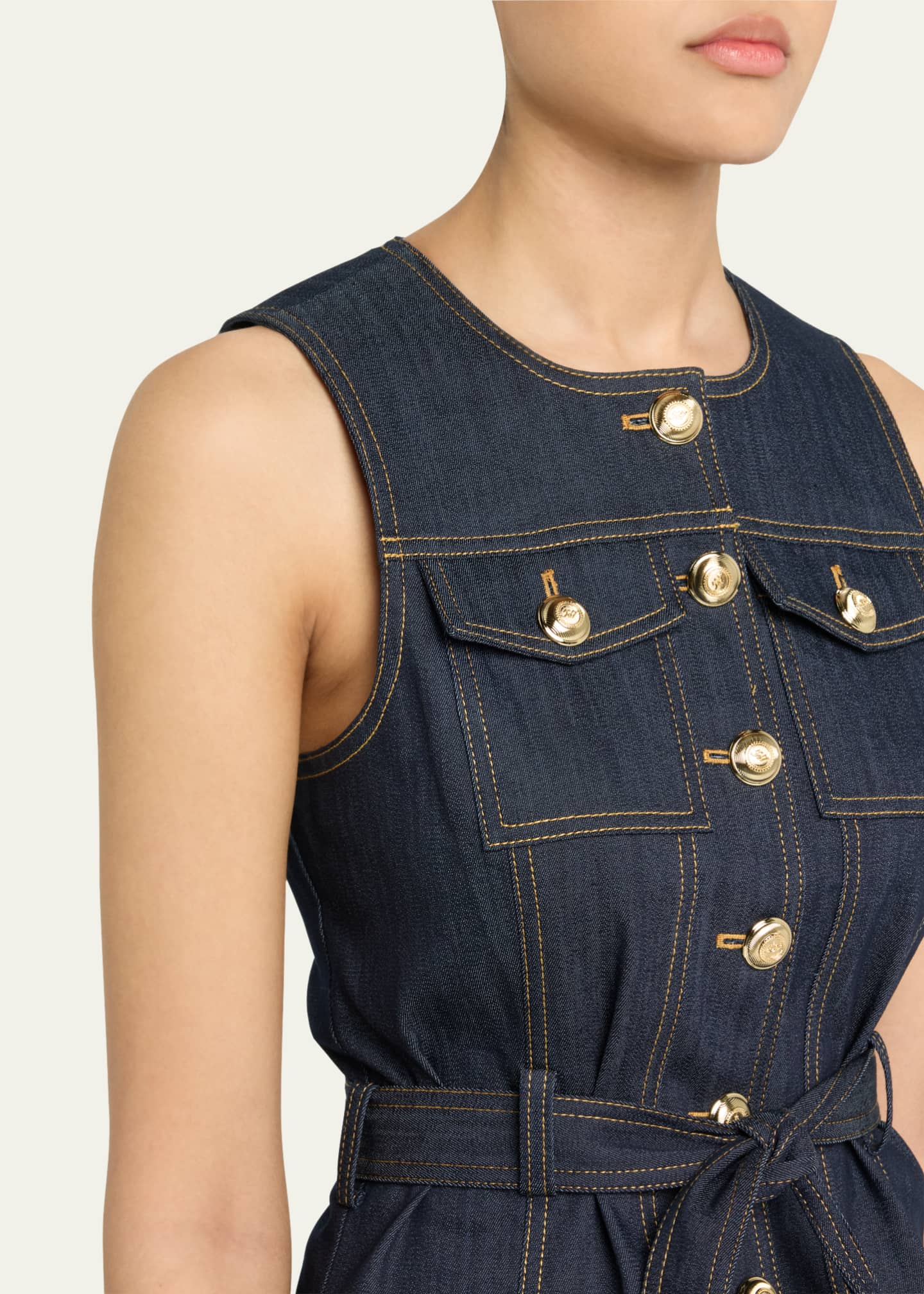 Cinq a Sept Reenee Belted Denim Vest Image 5 of 5