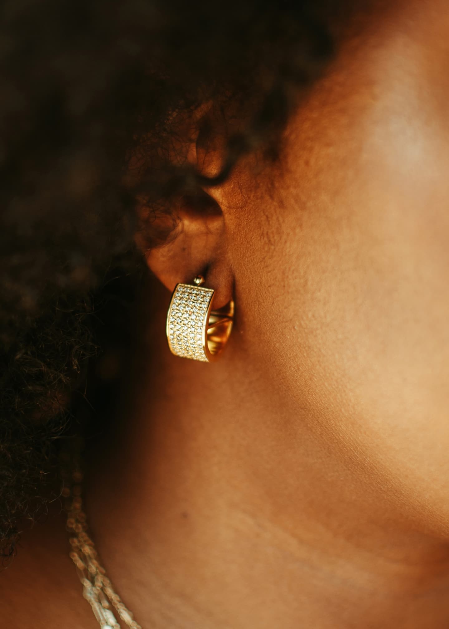 Gwen Beloti Pavé Bar Hoop Earrings Image 2 of 2