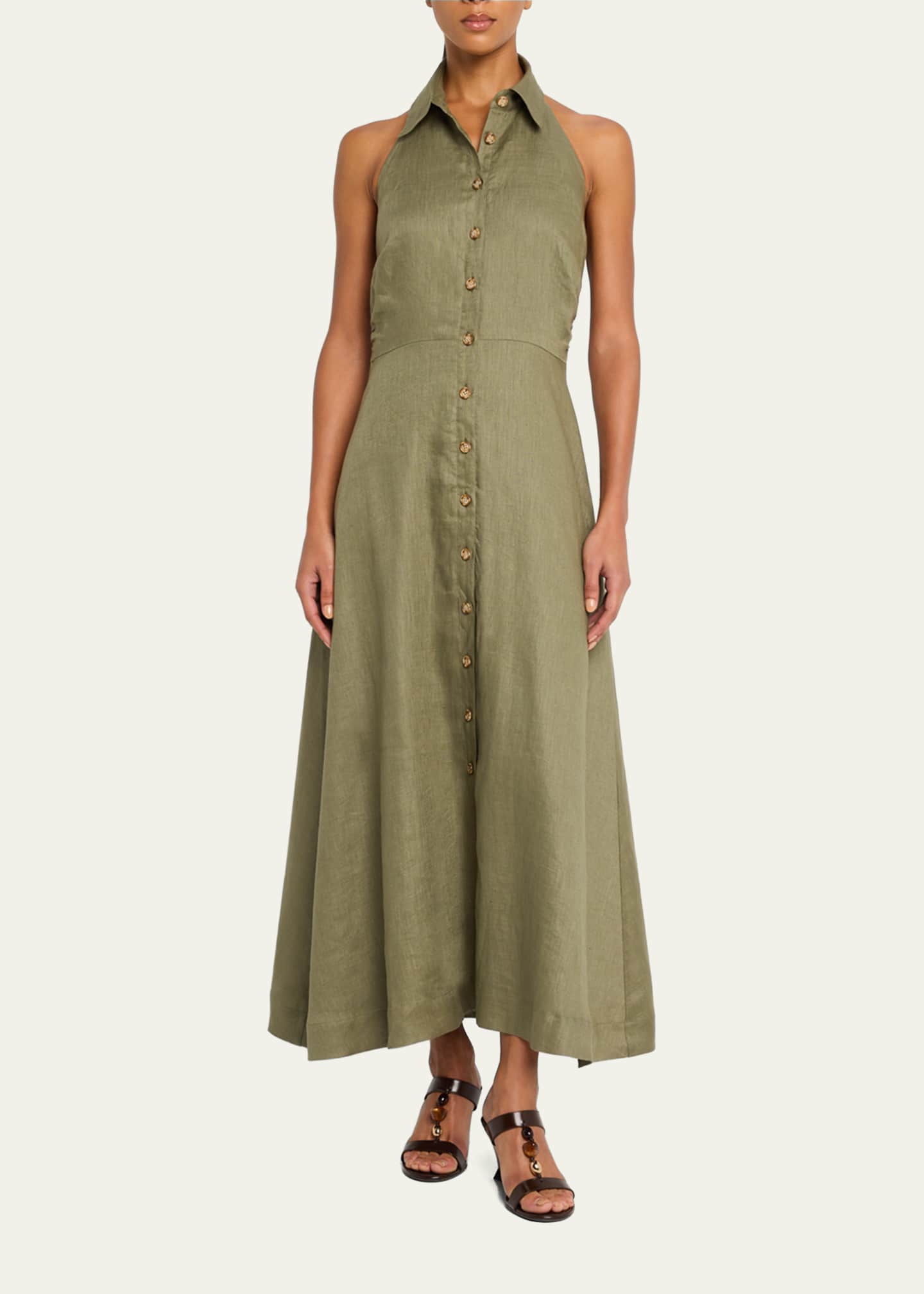 Veronica Beard Mackey Button-Front A-Line Dress Image 4 of 5