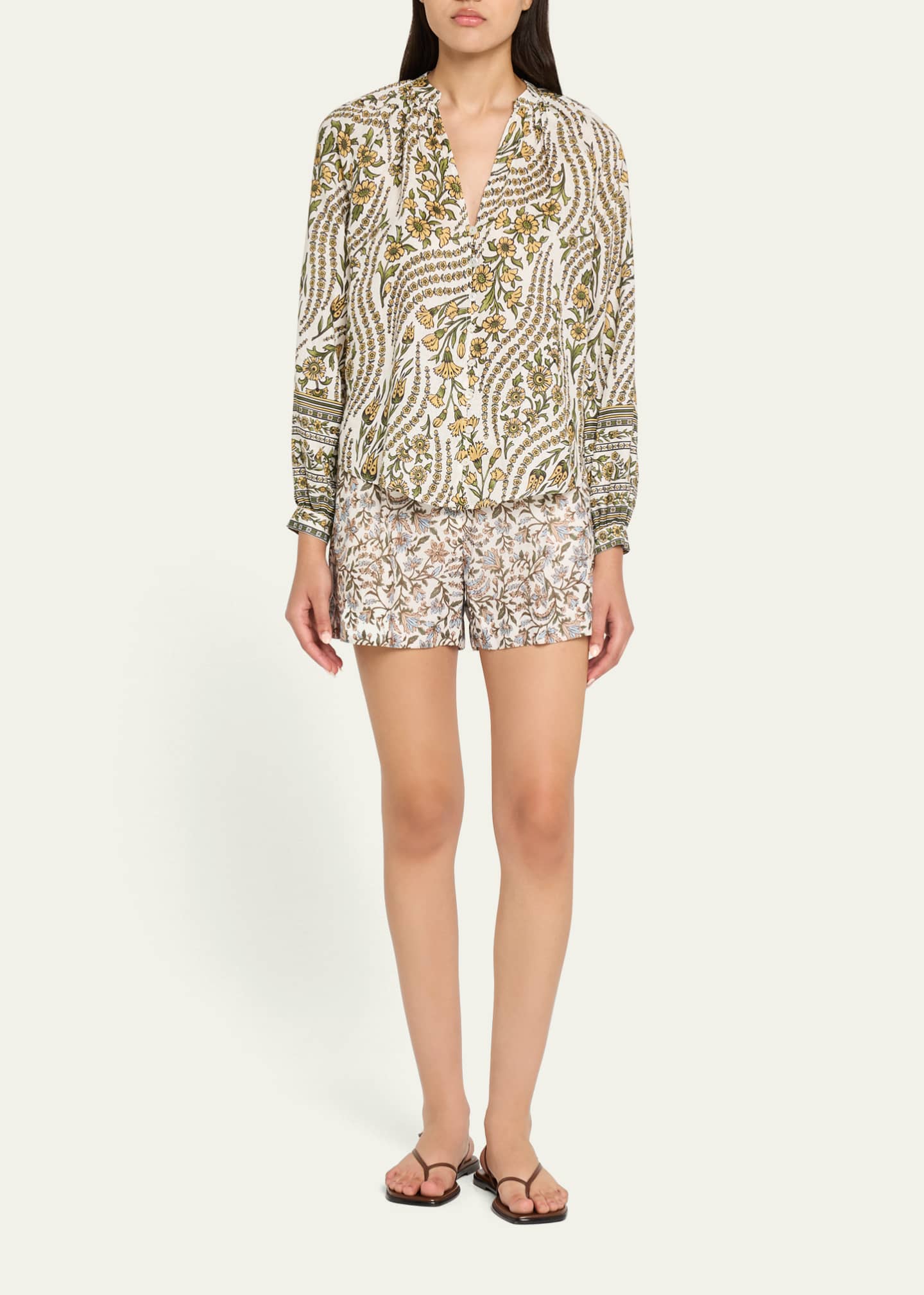 Veronica Beard Ailani Printed Long-Sleeve Top Image 2 of 5