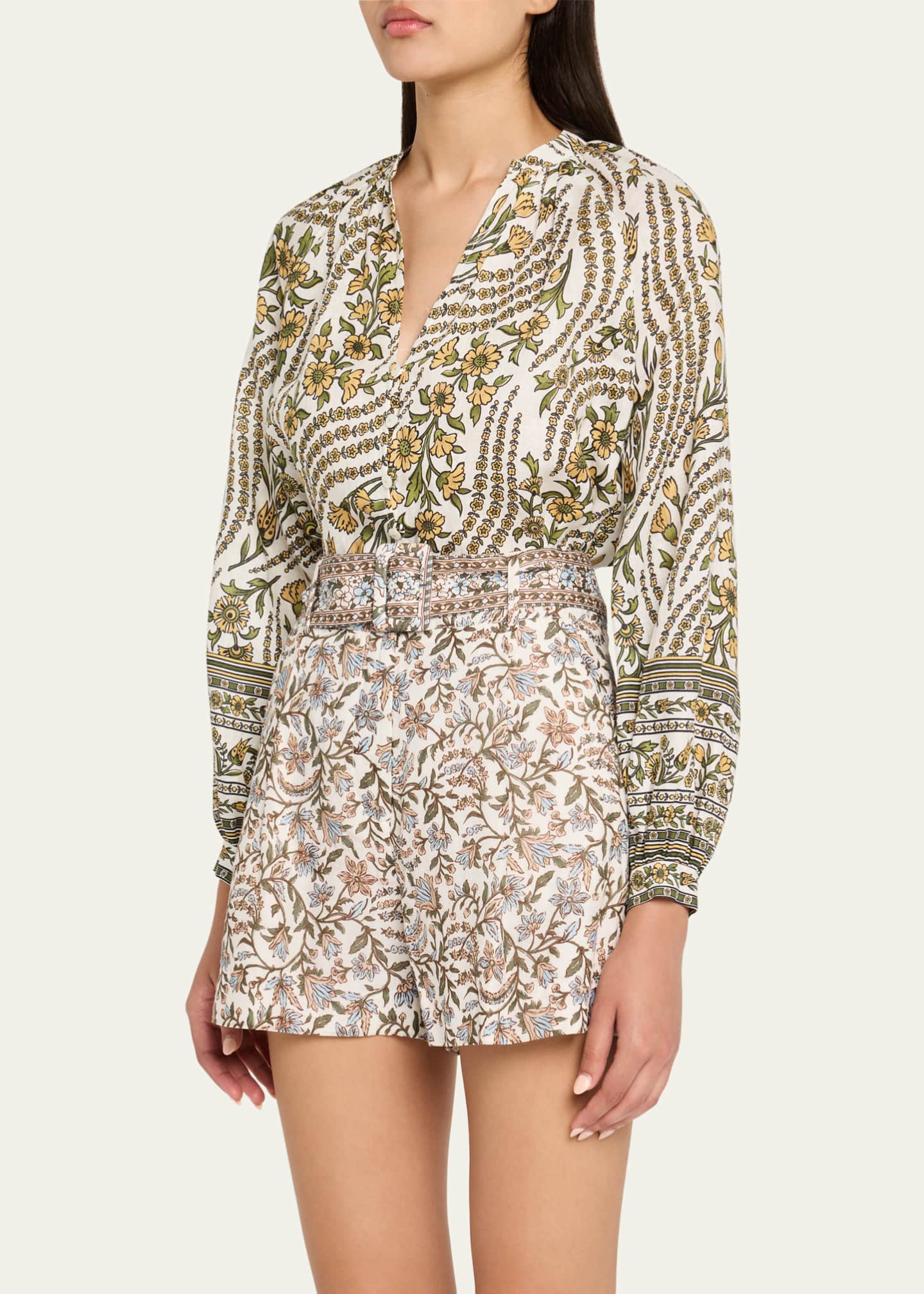 Veronica Beard Ailani Printed Long-Sleeve Top Image 4 of 5