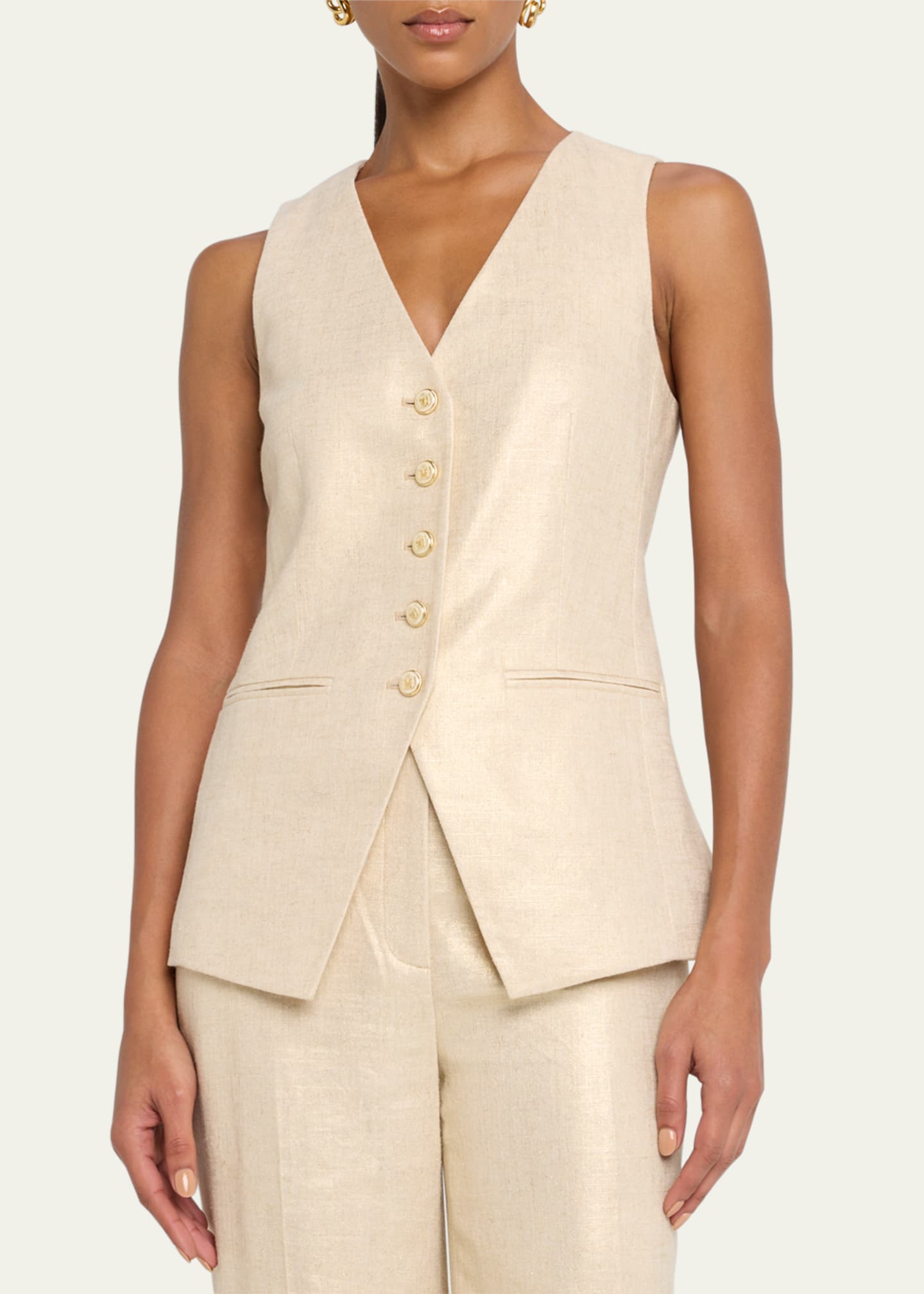 Veronica Beard Liff Linen Vest Image 4 of 5