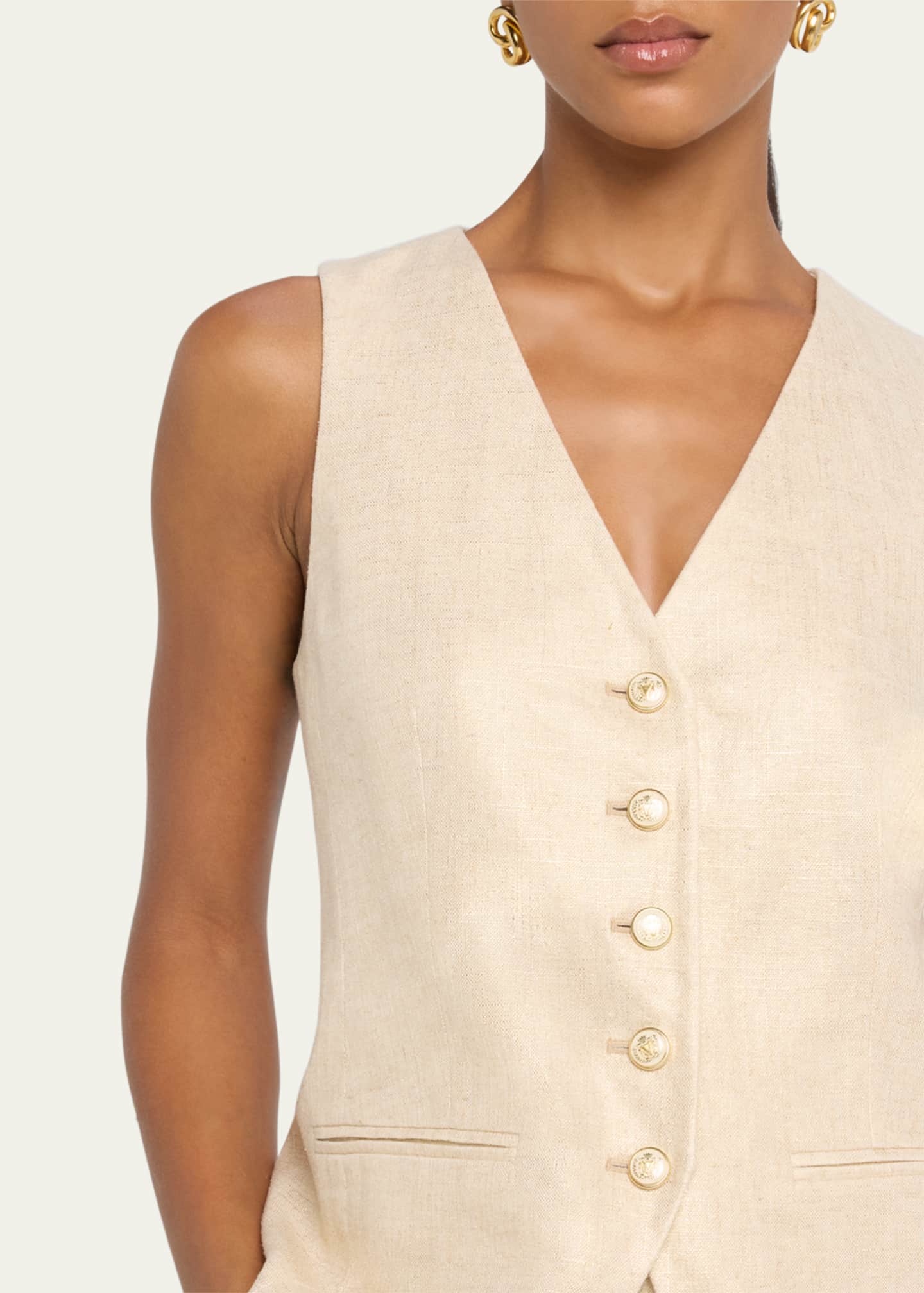 Veronica Beard Liff Linen Vest Image 5 of 5