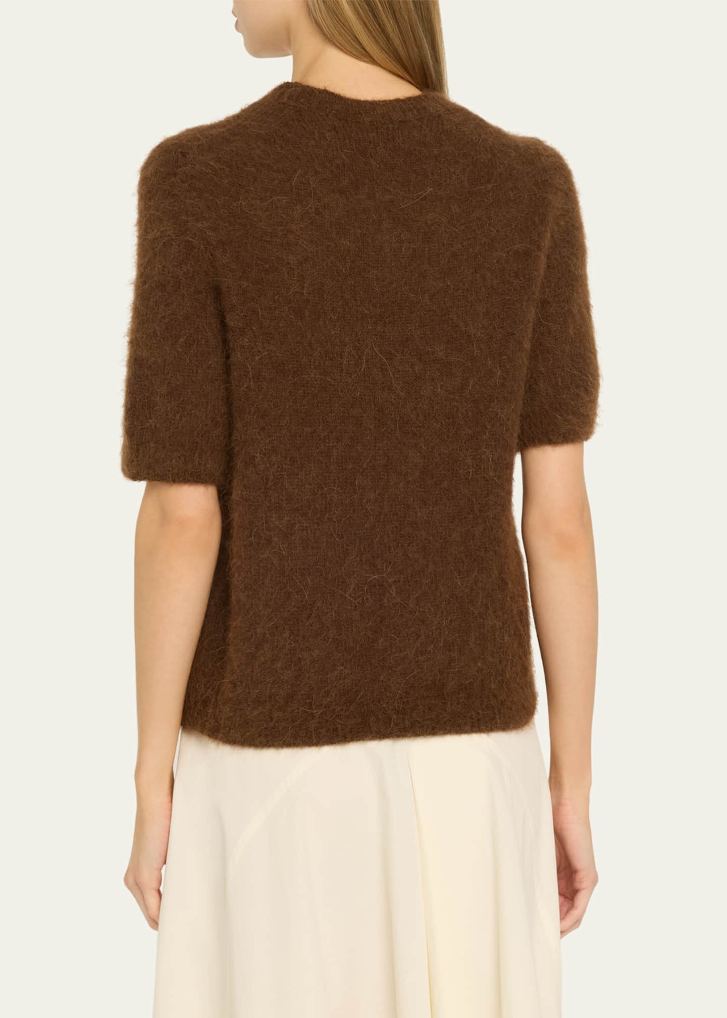 House of Dagmar Short-Sleeve Brushed Alpaca Sweater Image 3 of 5