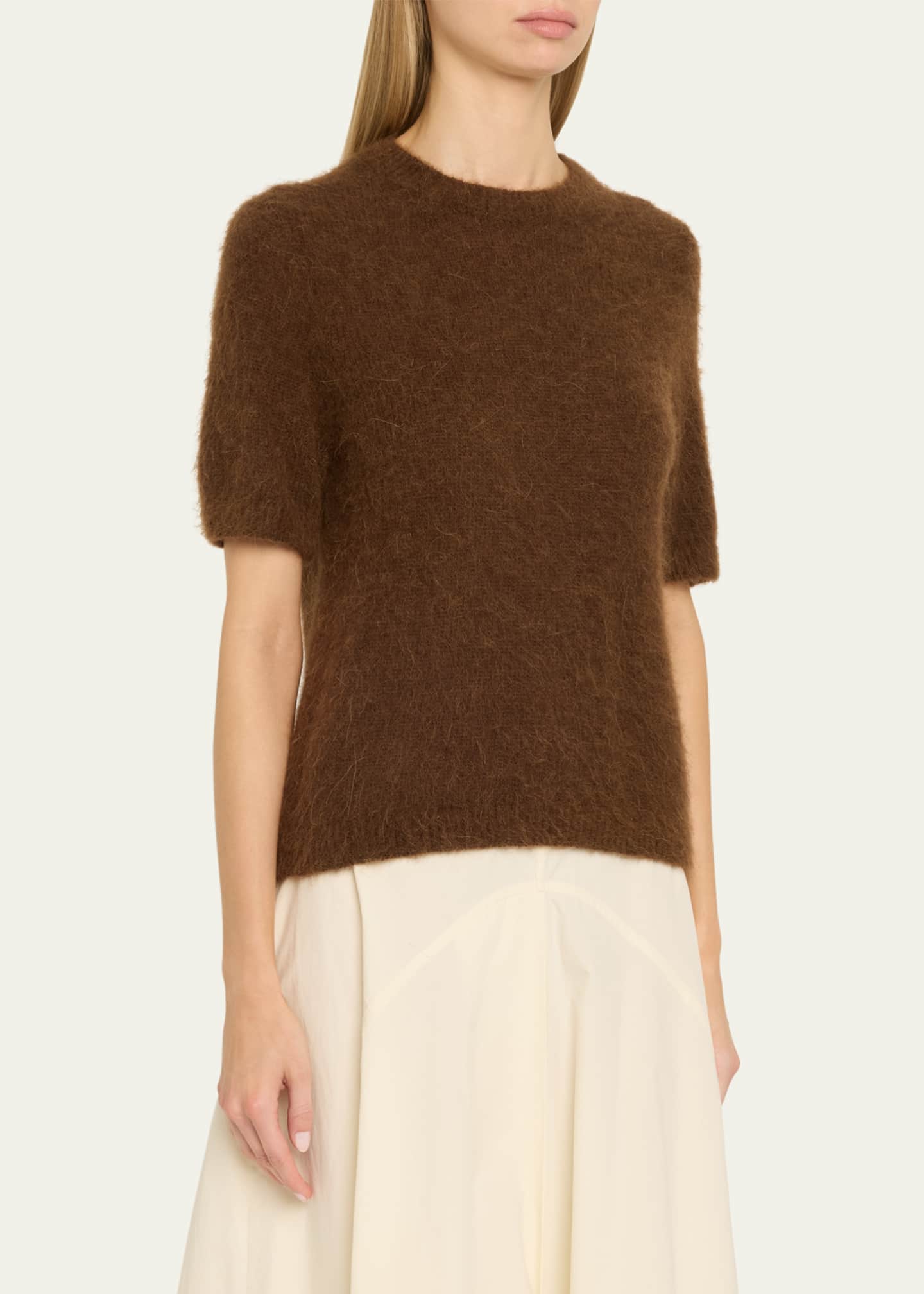 House of Dagmar Short-Sleeve Brushed Alpaca Sweater Image 4 of 5