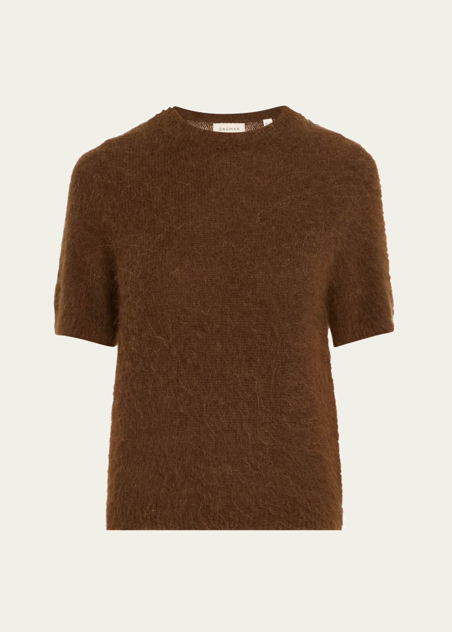 House of Dagmar Short-Sleeve Brushed Alpaca Sweater Image 1 of 5