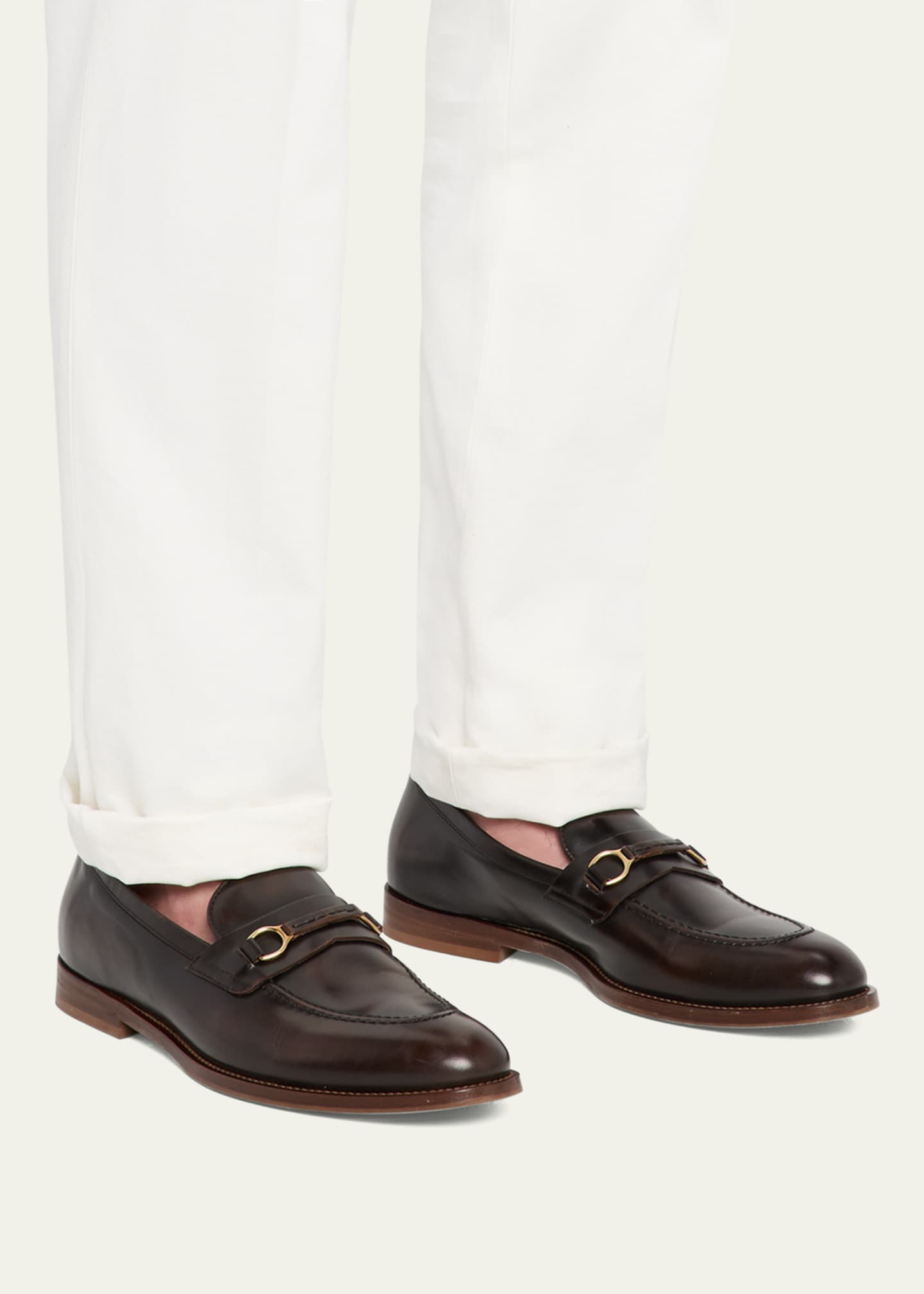 Brunello Cucinelli Men's Leather Bit Loafers Image 2 of 6