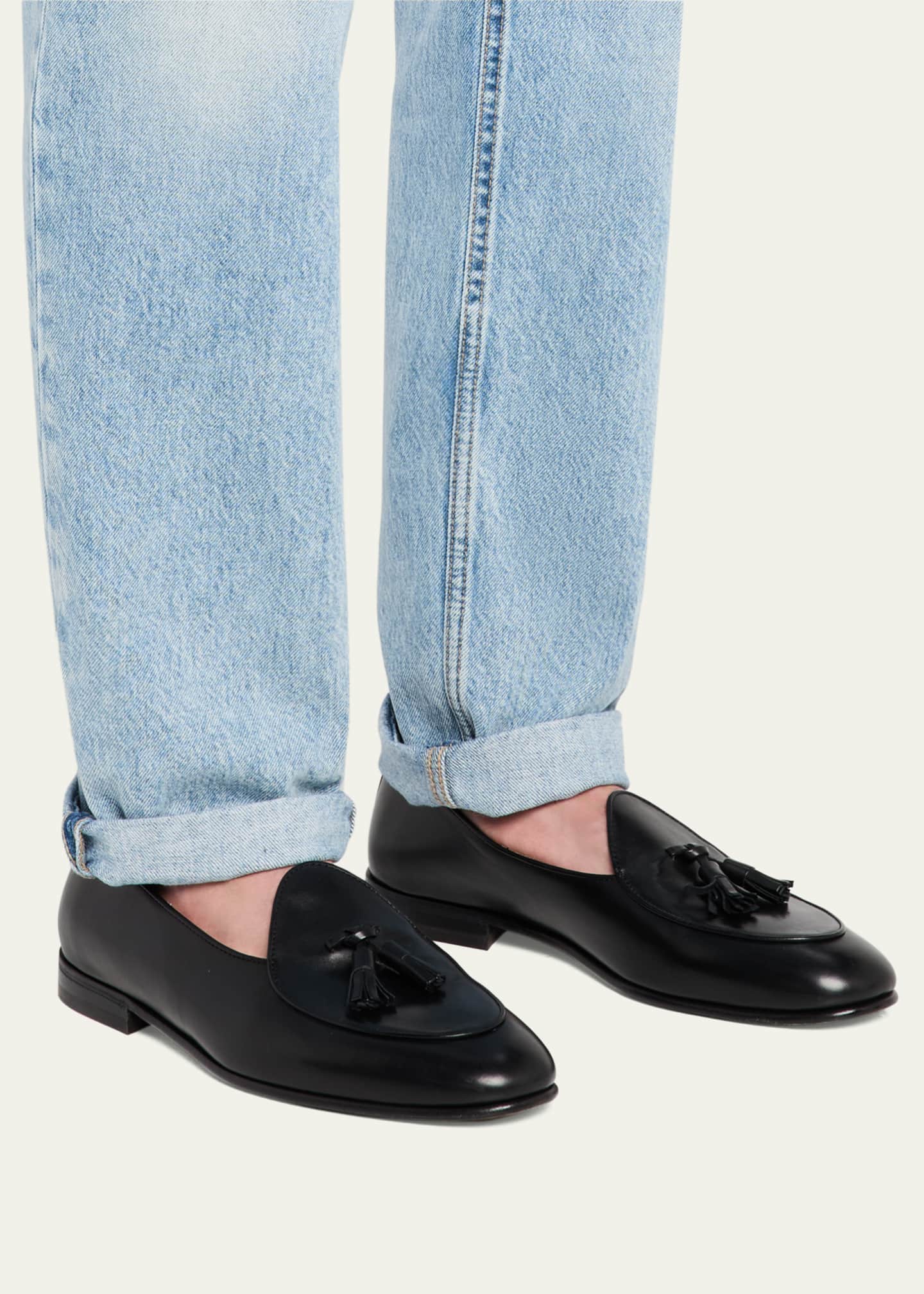 Brunello Cucinelli Men's Leather Tassel Loafers Image 2 of 6