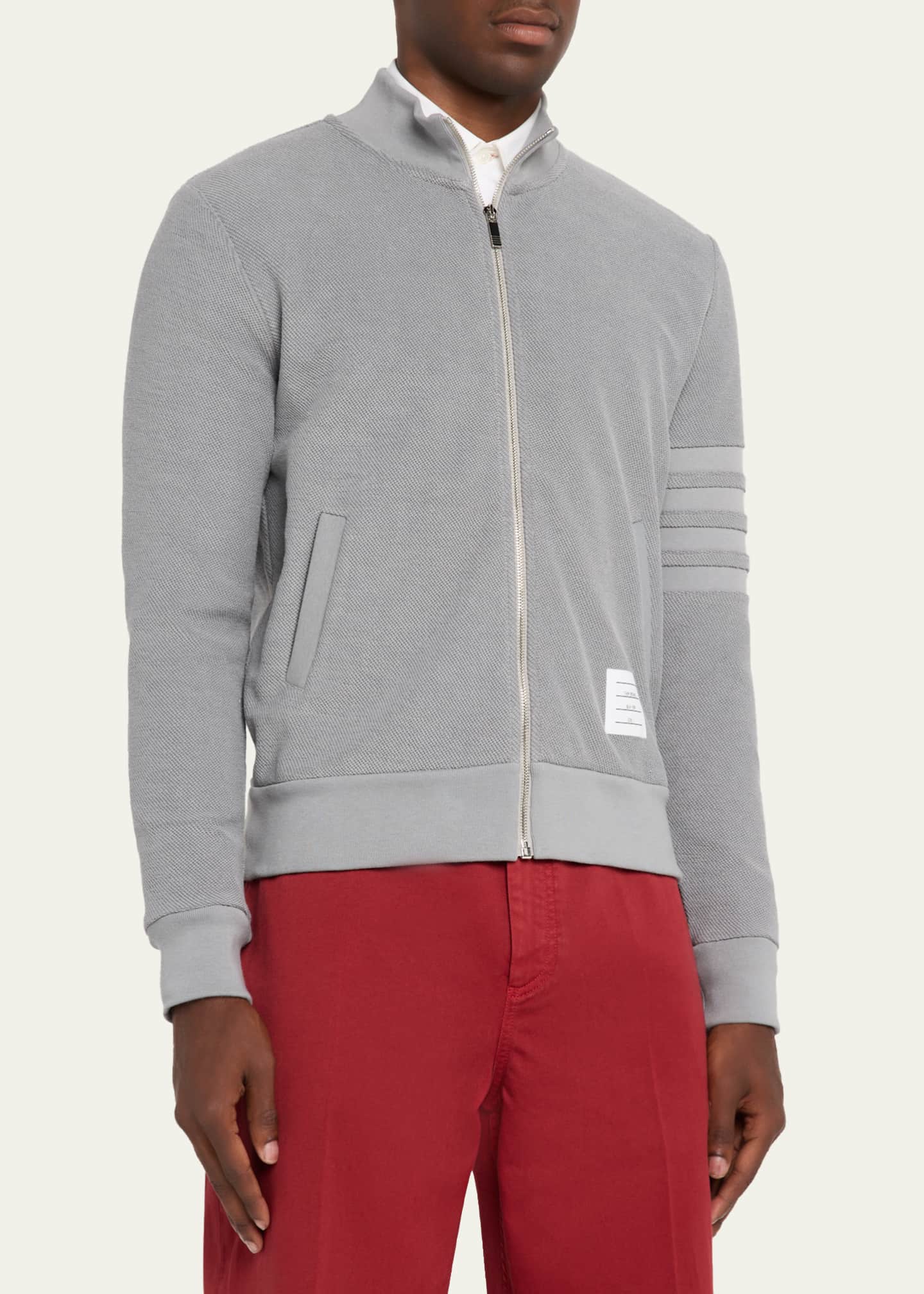 Thom Browne Men's Cotton 4-Bar Stripe Full-Zip Sweater Image 4 of 5