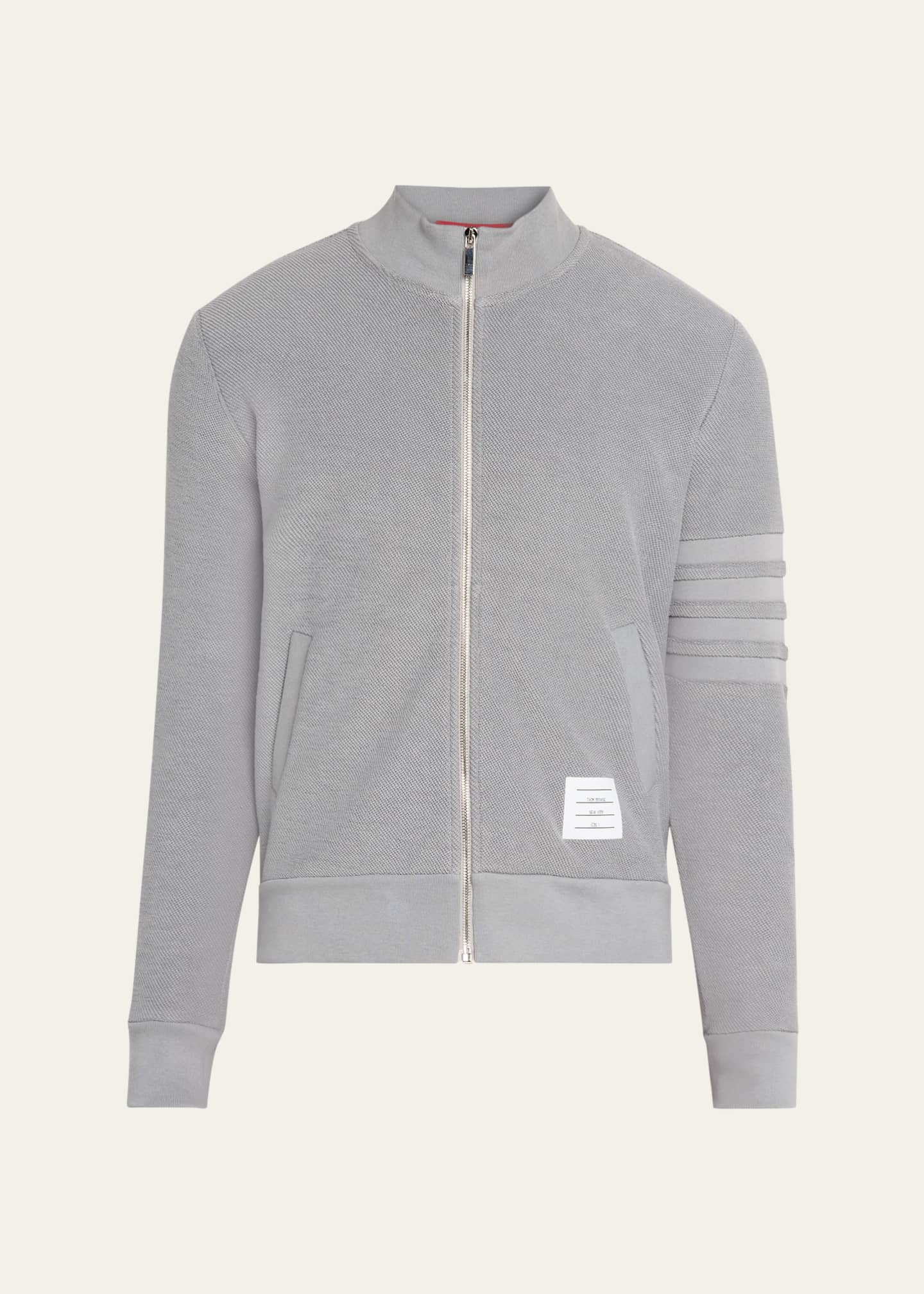 Thom Browne Men's Cotton 4-Bar Stripe Full-Zip Sweater Image 1 of 5