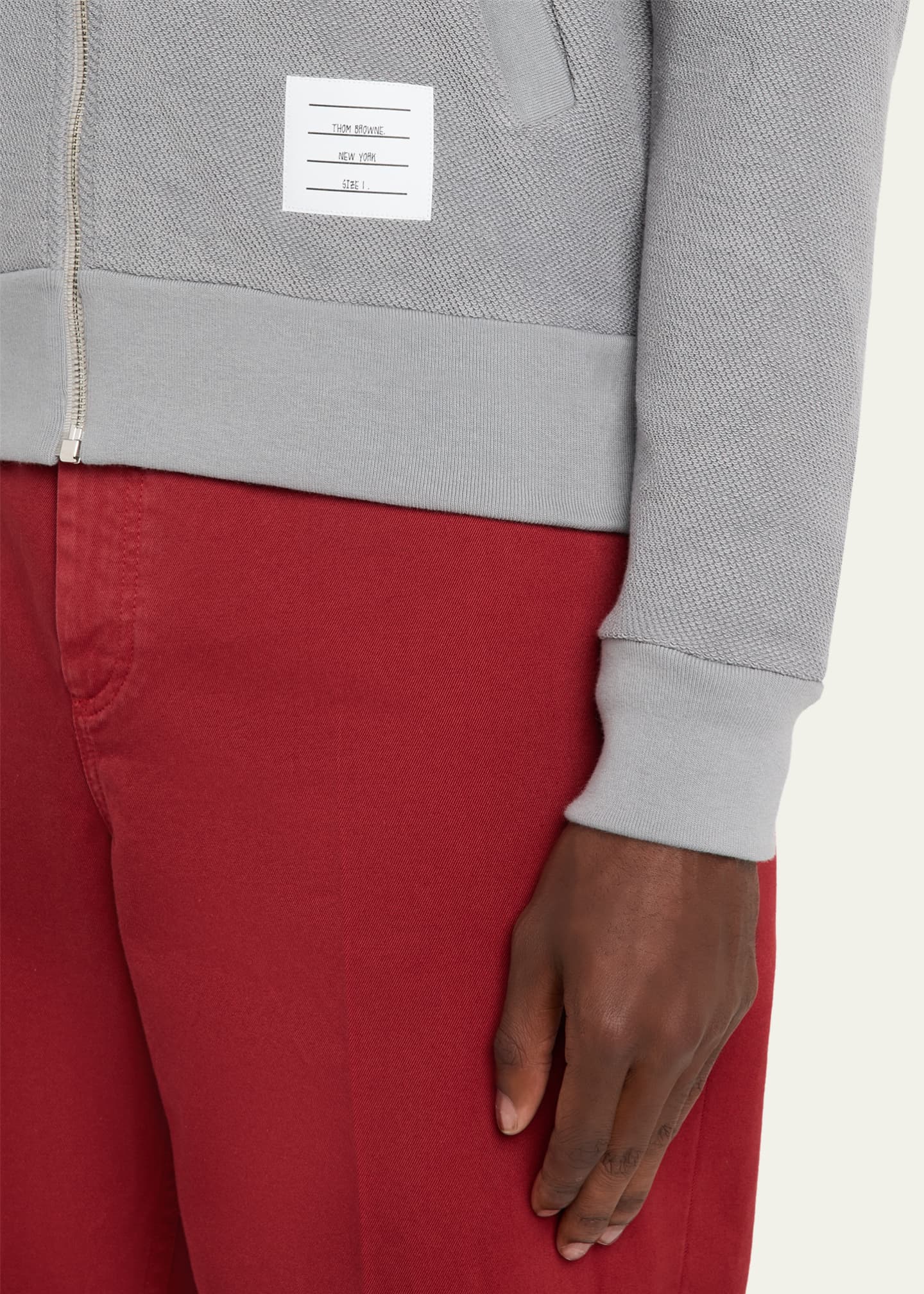 Thom Browne Men's Cotton 4-Bar Stripe Full-Zip Sweater Image 5 of 5