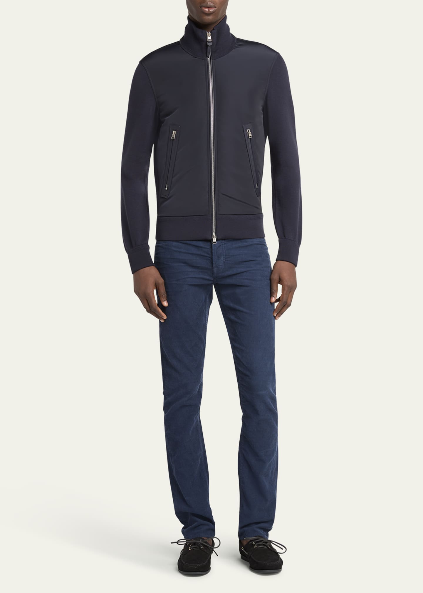 TOM FORD Men's Wool Nylon-Front Full-Zip Sweater Image 2 of 5