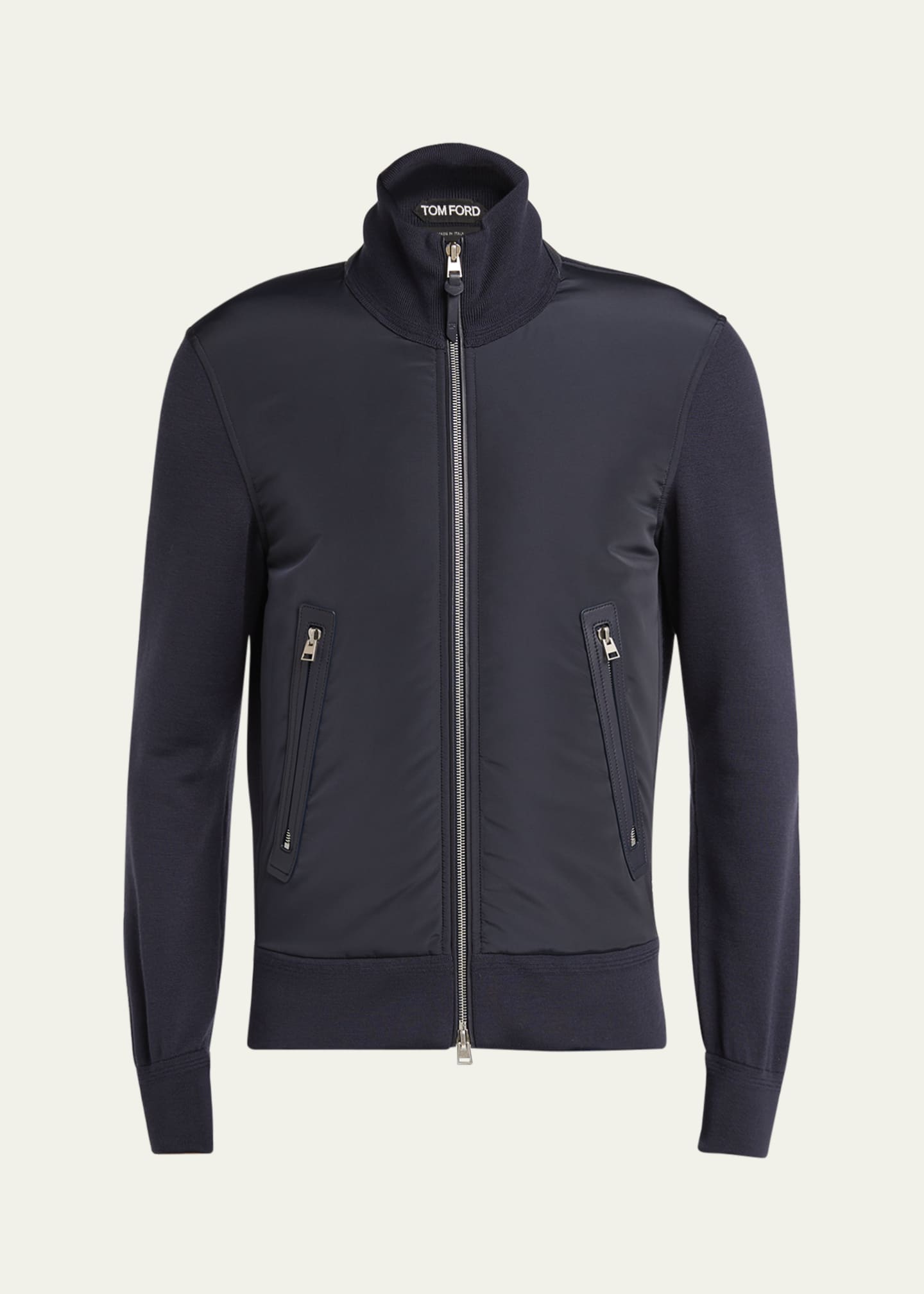 TOM FORD Men's Wool Nylon-Front Full-Zip Sweater Image 1 of 5