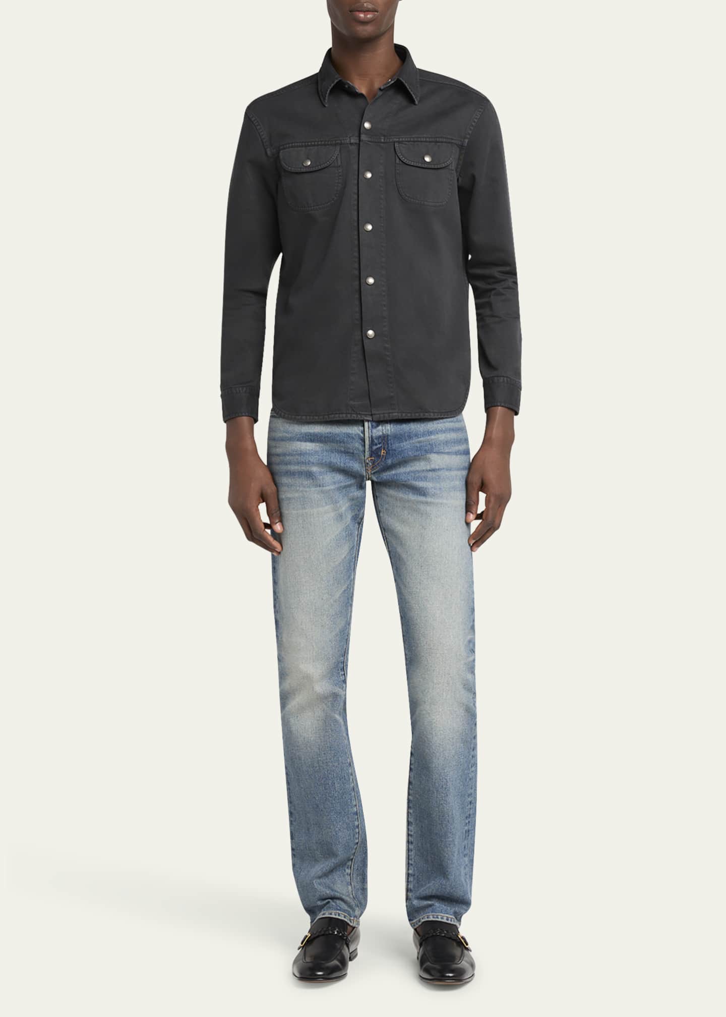 TOM FORD Men's Twill Snap-Front Overshirt Image 2 of 5