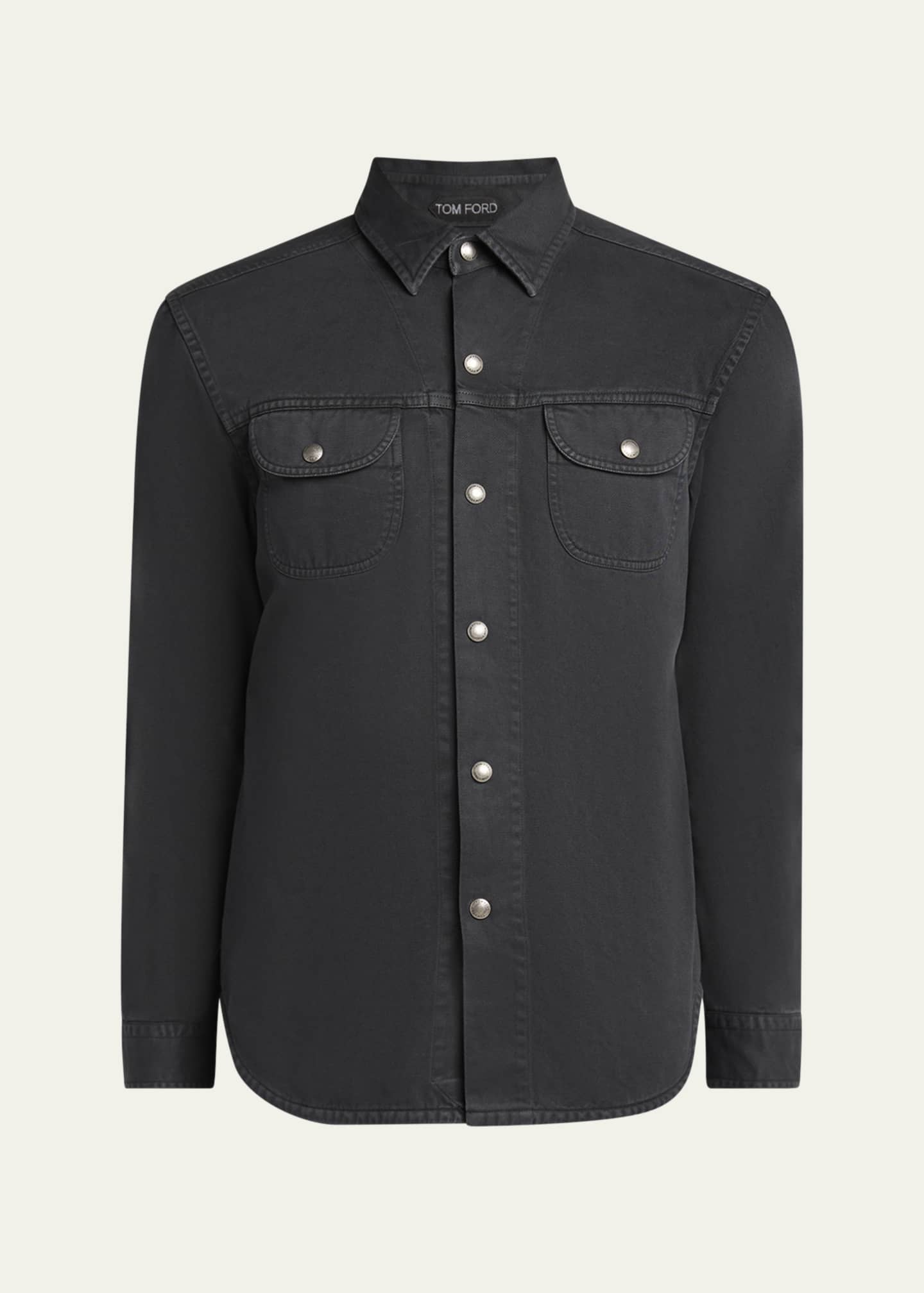 TOM FORD Men's Twill Snap-Front Overshirt Image 1 of 5
