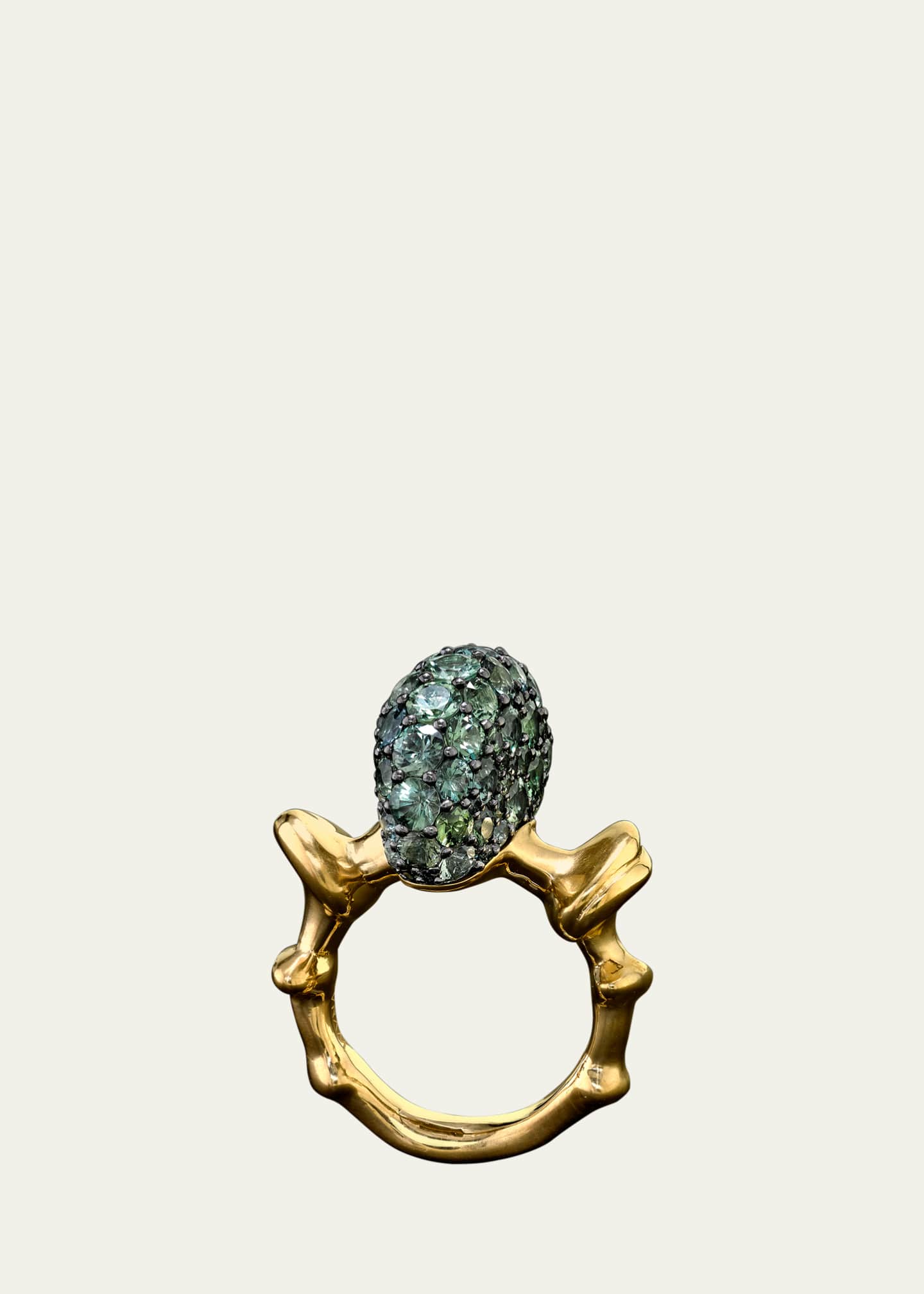 Vram Chrona Hyper Band Ring with Green Sapphires, Size 7 Image 1 of 3