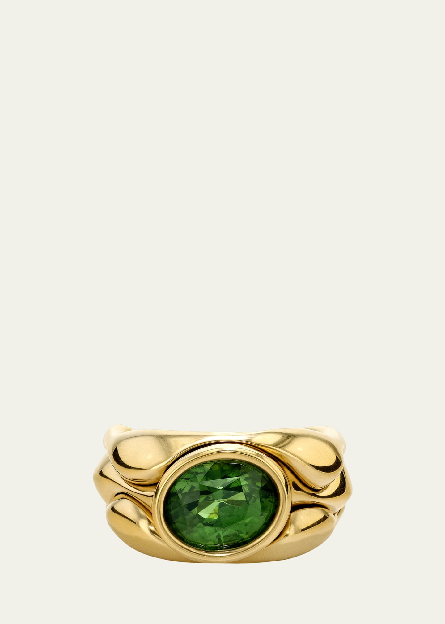 Vram One-Of-A-Kind 18K Yellow Gold Cayrn Ring with Green Zircon, Size 7 Image 1 of 2