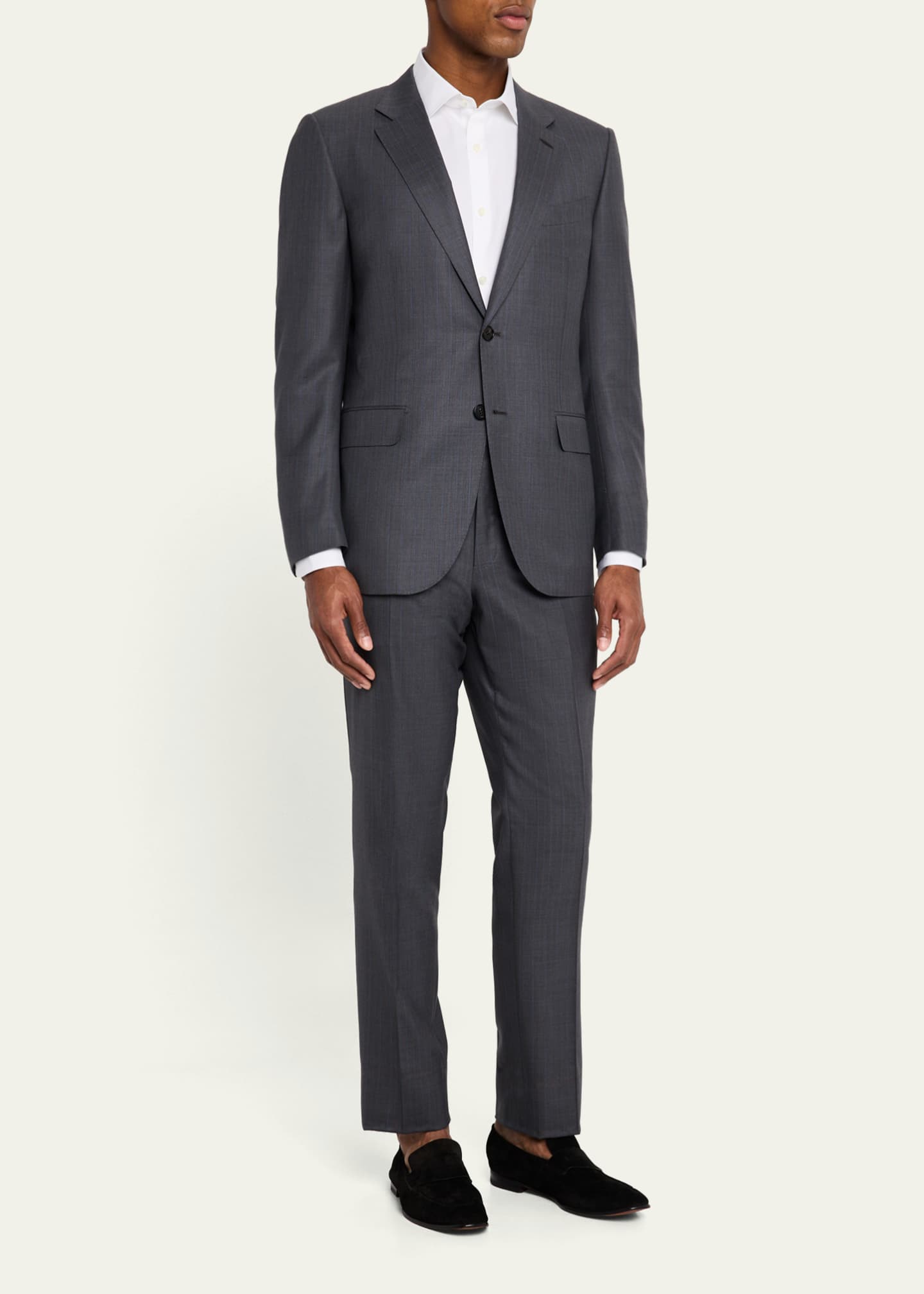 ZEGNA Men's Striped Centoventimila Wool Couture Suit Image 2 of 8