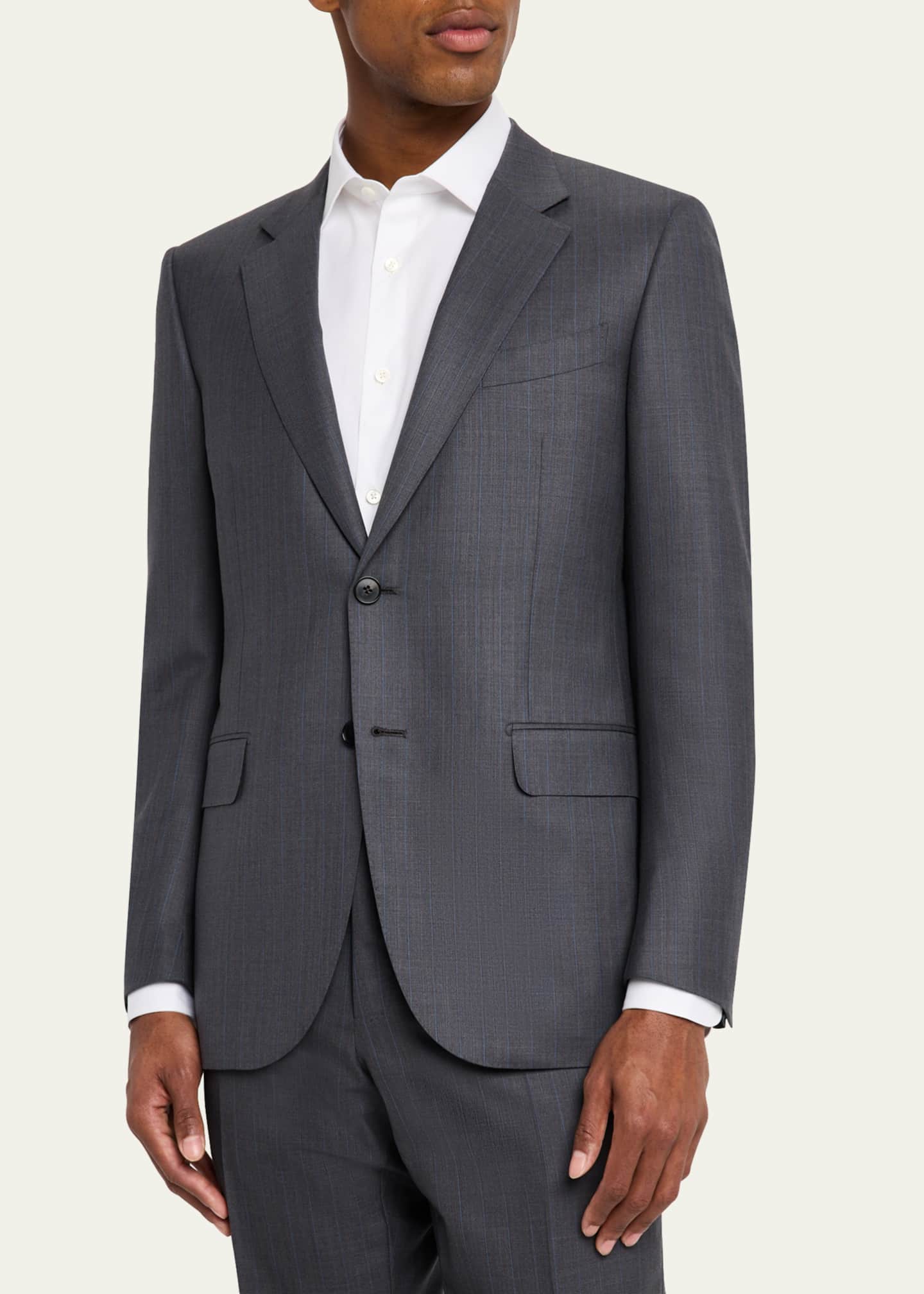 ZEGNA Men's Striped Centoventimila Wool Couture Suit Image 4 of 8
