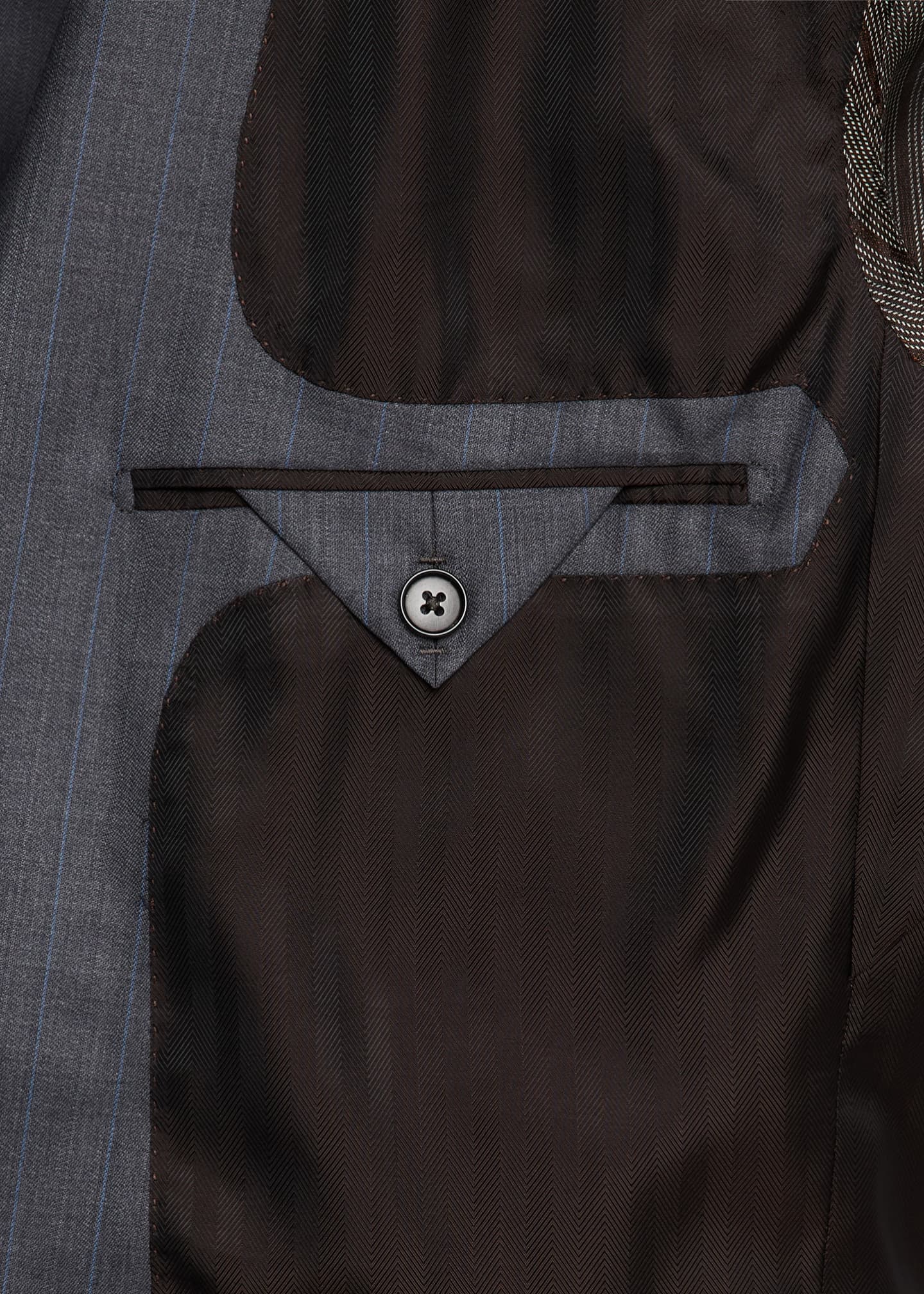 ZEGNA Men's Striped Centoventimila Wool Couture Suit Image 7 of 8