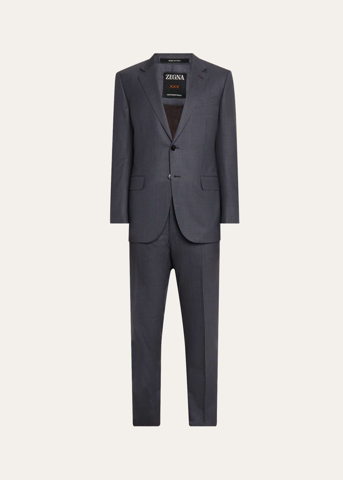 ZEGNA Men's Striped Centoventimila Wool Couture Suit Image 1 of 8