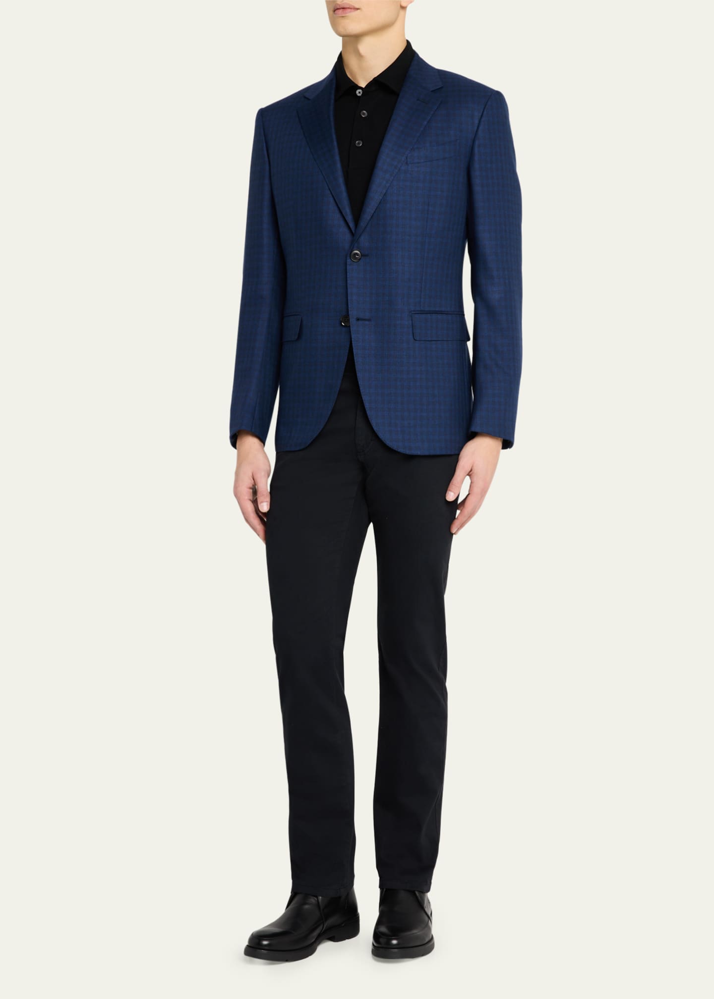 ZEGNA Men's Cashmere-Silk Check Sport Coat Image 2 of 8