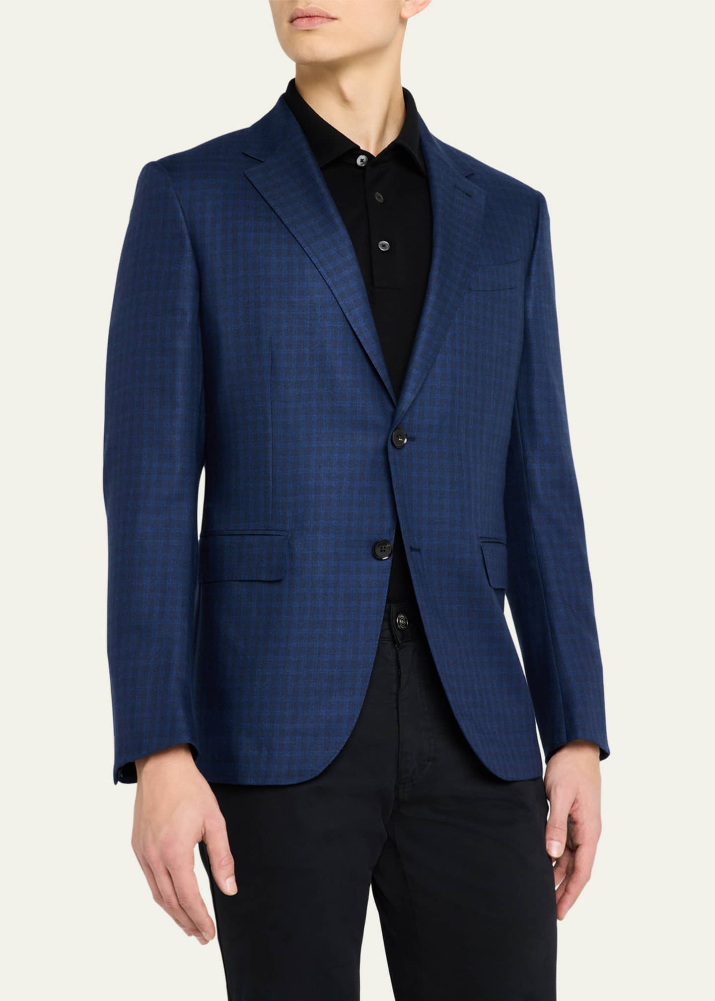 ZEGNA Men's Cashmere-Silk Check Sport Coat Image 4 of 8