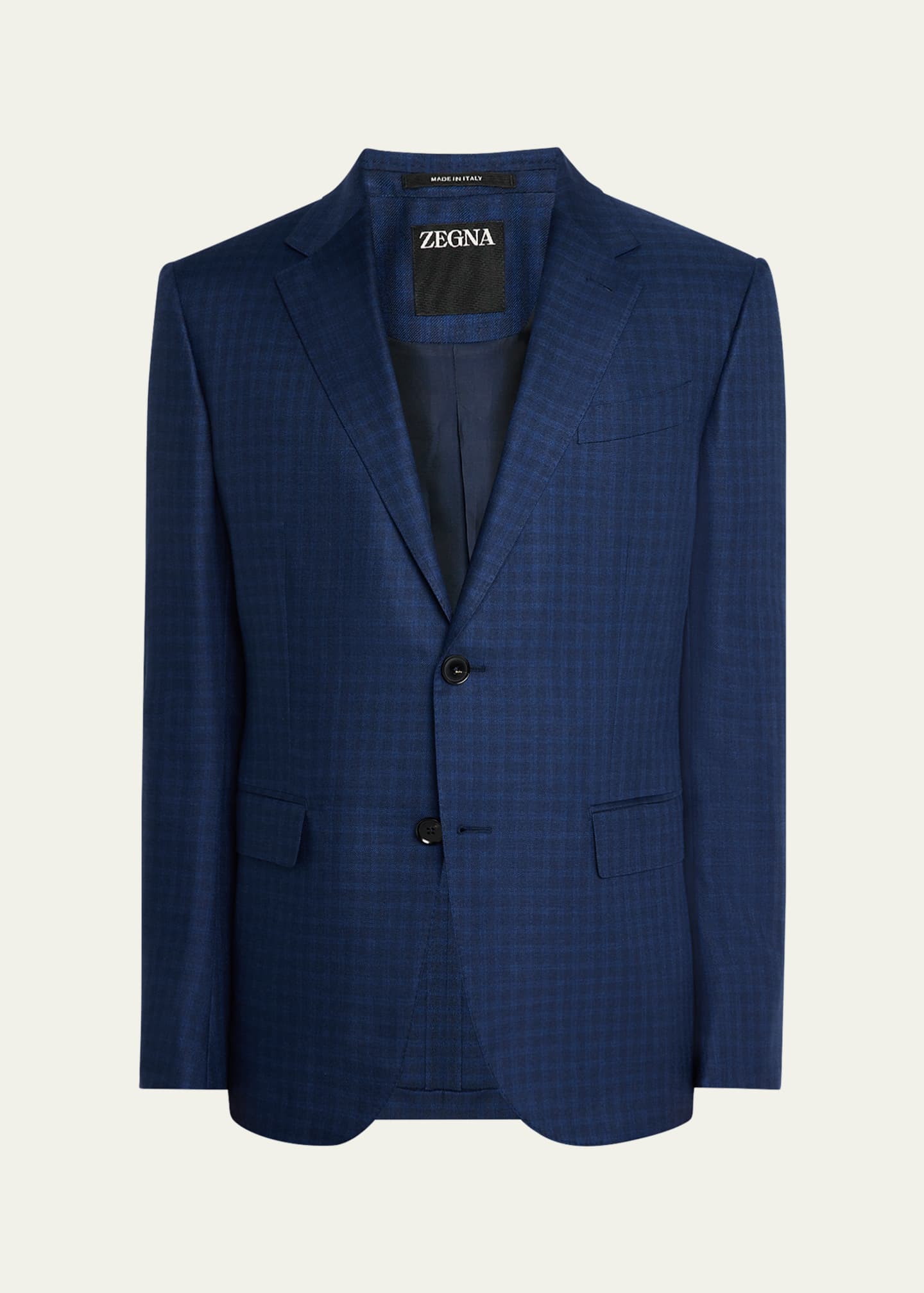 ZEGNA Men's Cashmere-Silk Check Sport Coat Image 1 of 8