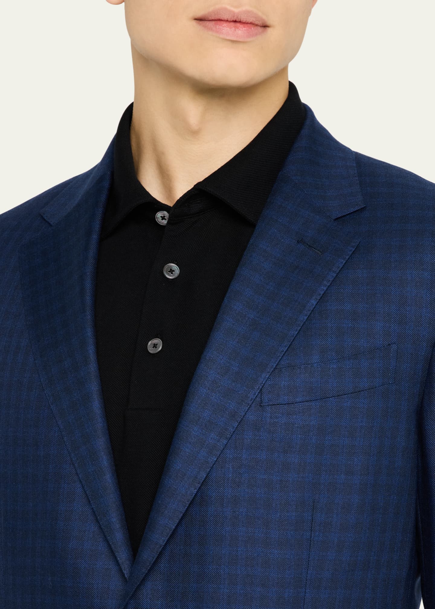 ZEGNA Men's Cashmere-Silk Check Sport Coat Image 5 of 8