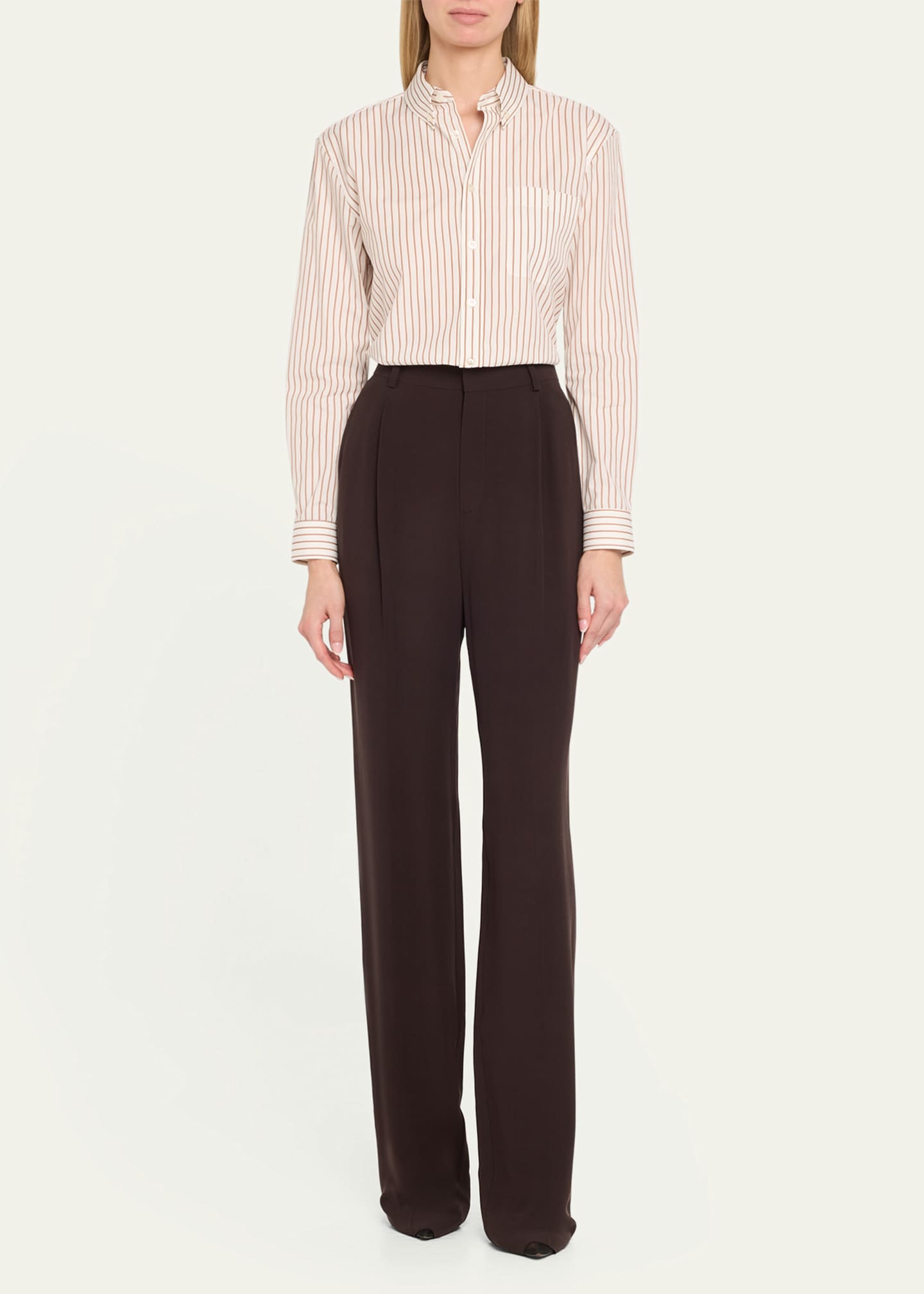 Saint Laurent Shrunken Striped Button Down Shirt Image 2 of 5