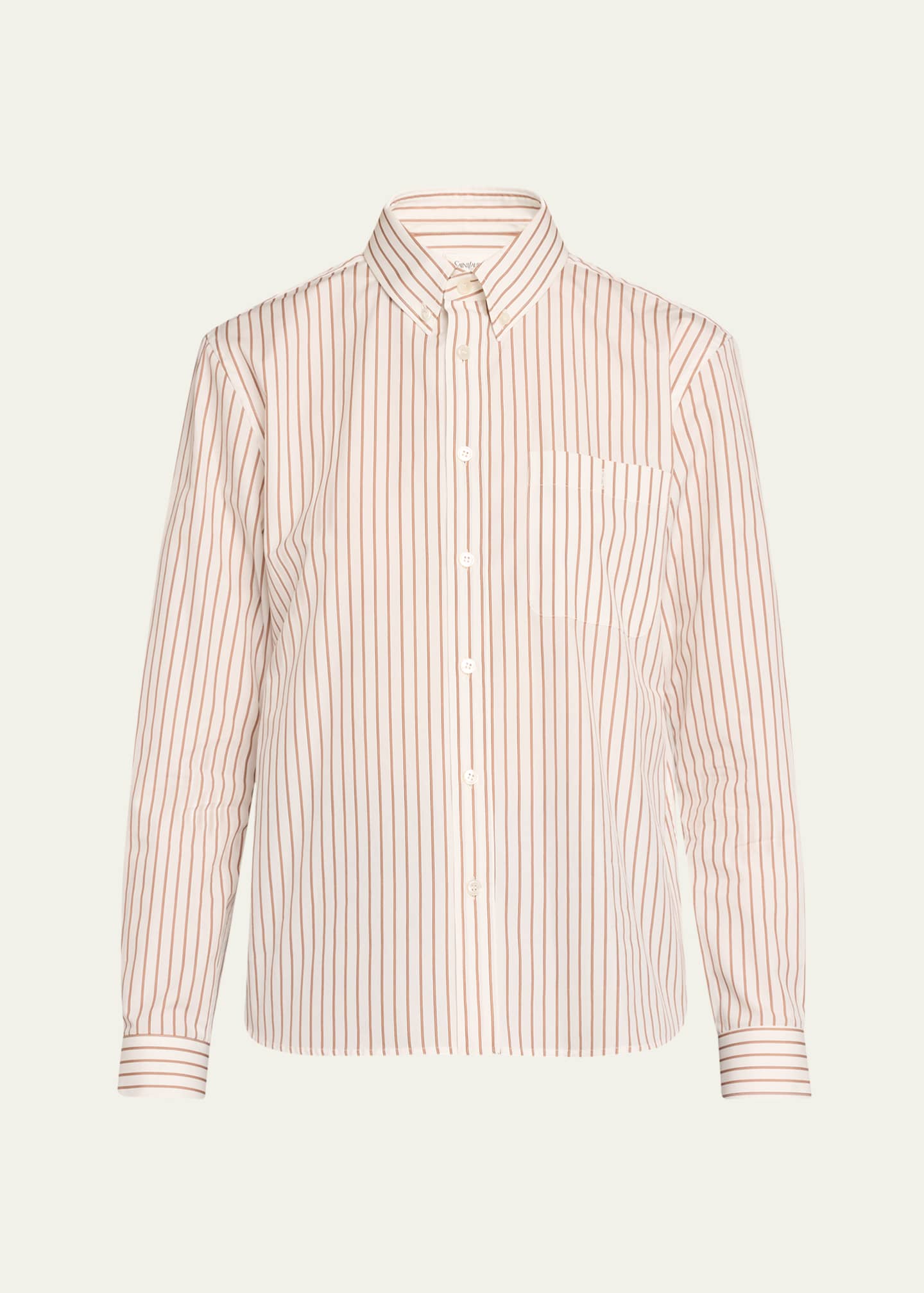 Saint Laurent Shrunken Striped Button Down Shirt Image 1 of 5