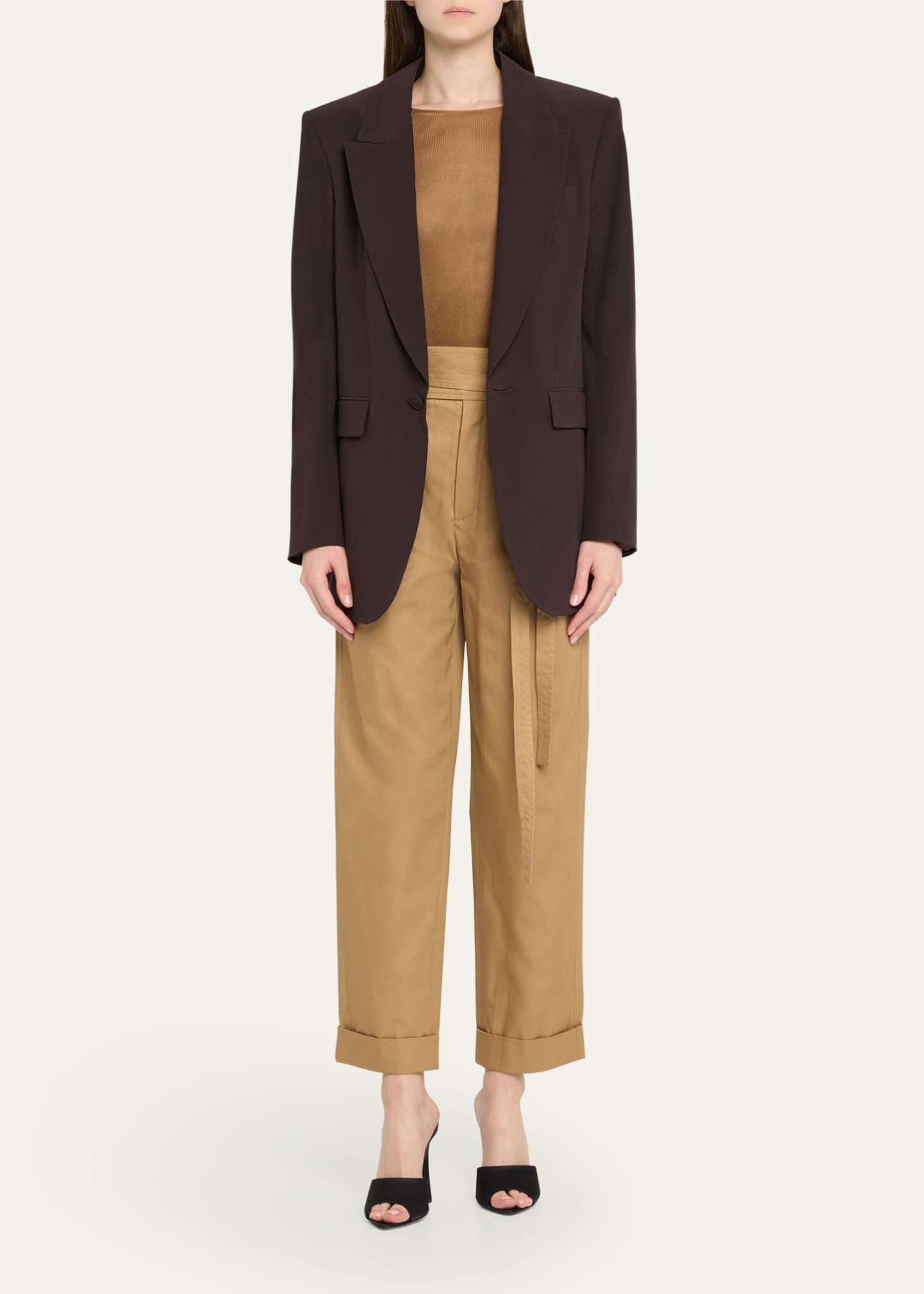 Saint Laurent Pleated Paper Bag Tie-Waist Pants Image 2 of 5