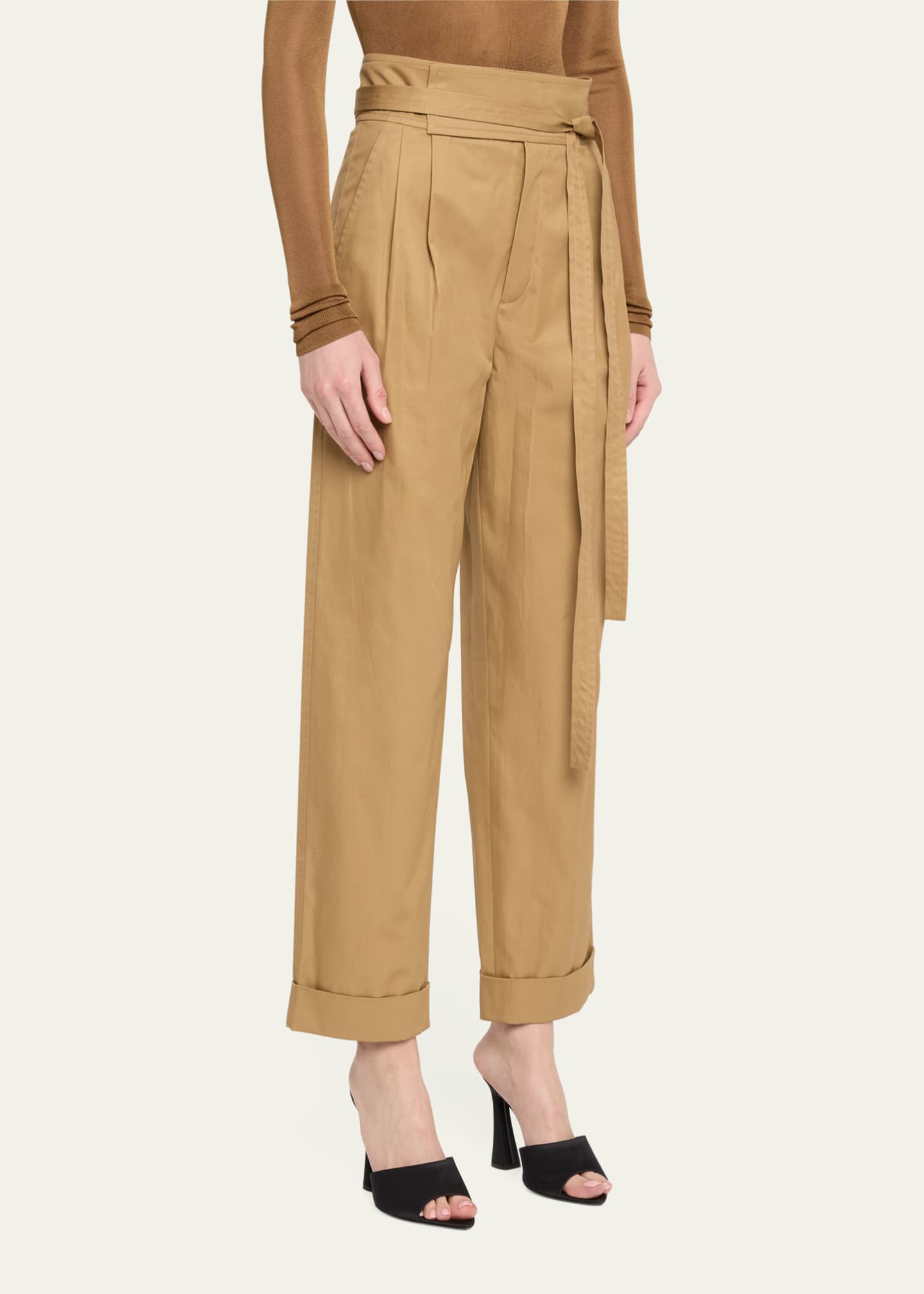 Saint Laurent Pleated Paper Bag Tie-Waist Pants Image 4 of 5