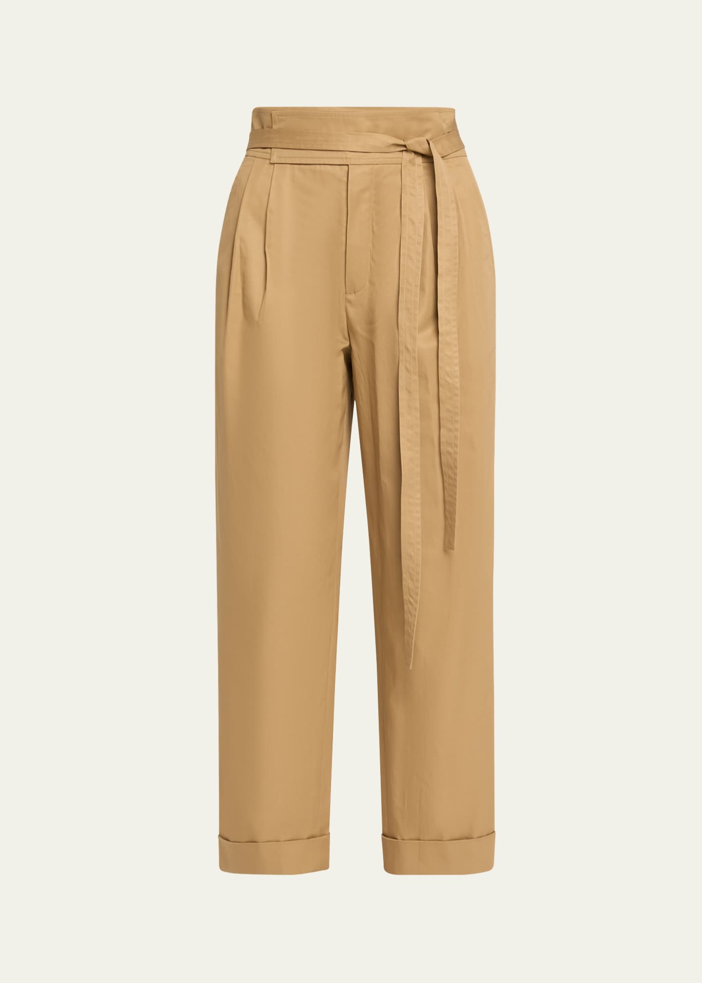 Saint Laurent Pleated Paper Bag Tie-Waist Pants Image 1 of 5
