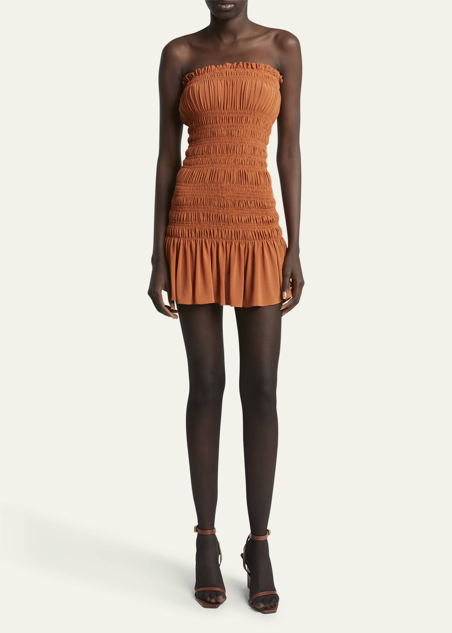 Saint Laurent Strapless Ruched Mini Dress Image 2 of 5